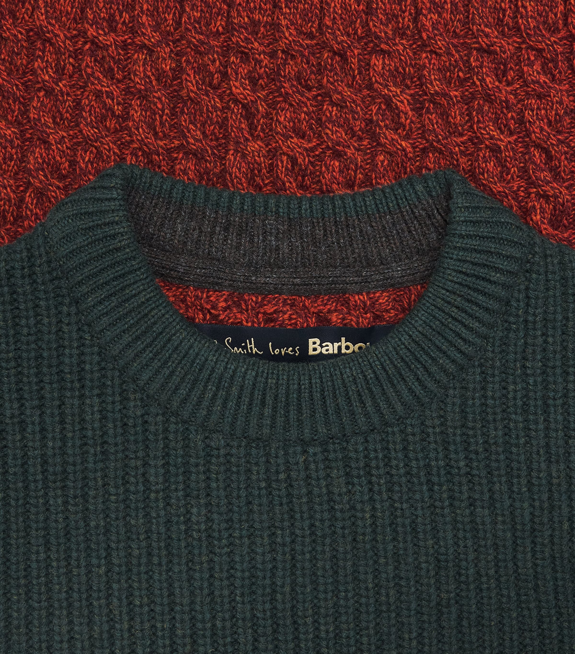 Barbour Mens x Paul Smith Wool Tyne Sweater Bottle Green Image 6