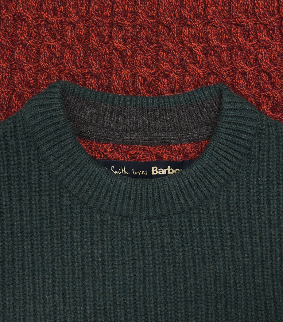 Barbour Mens x Paul Smith Wool Tyne Sweater Bottle Green Image 6