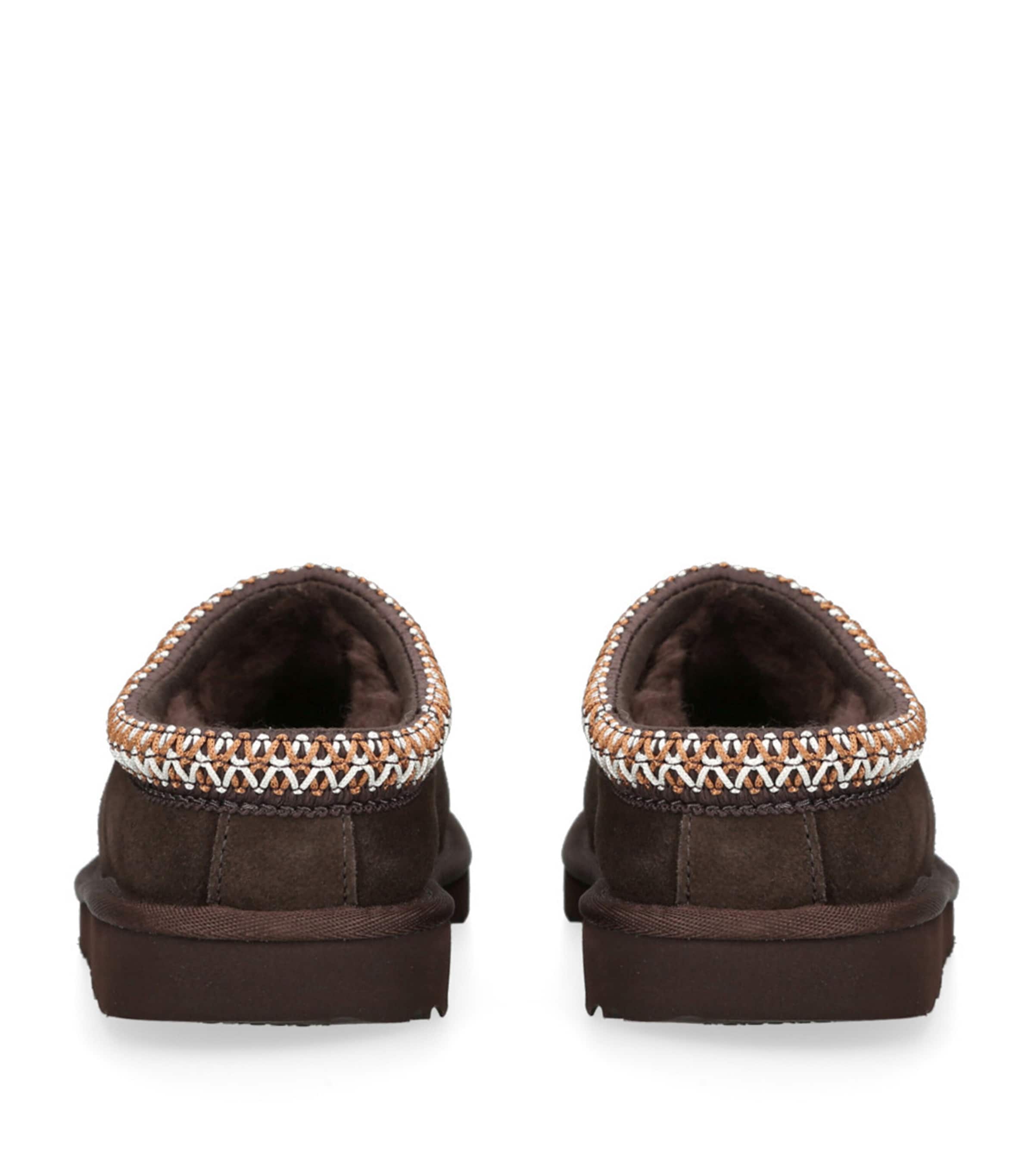 UGG Kids Leather Tasman II Slippers Dark Brown Image 2