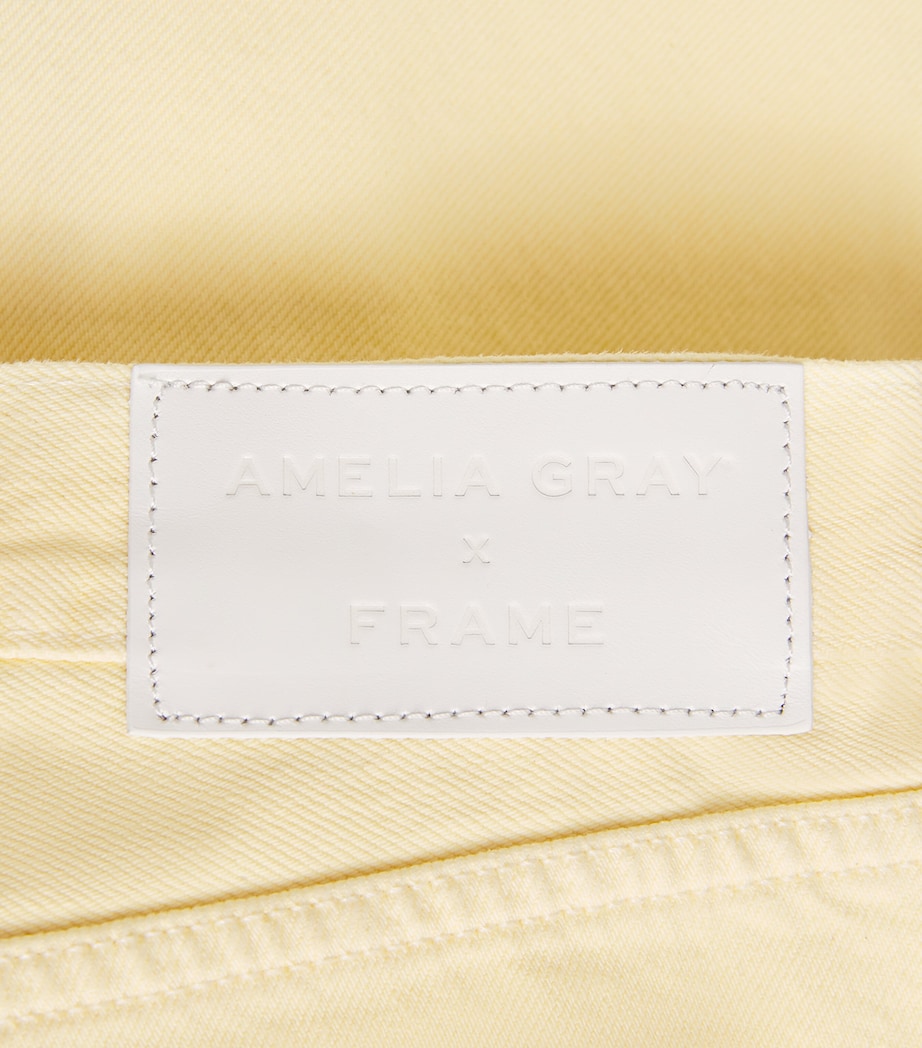 FRAME Womens The Pixie Gray Wide-Leg Jeans Limoncello Image 6