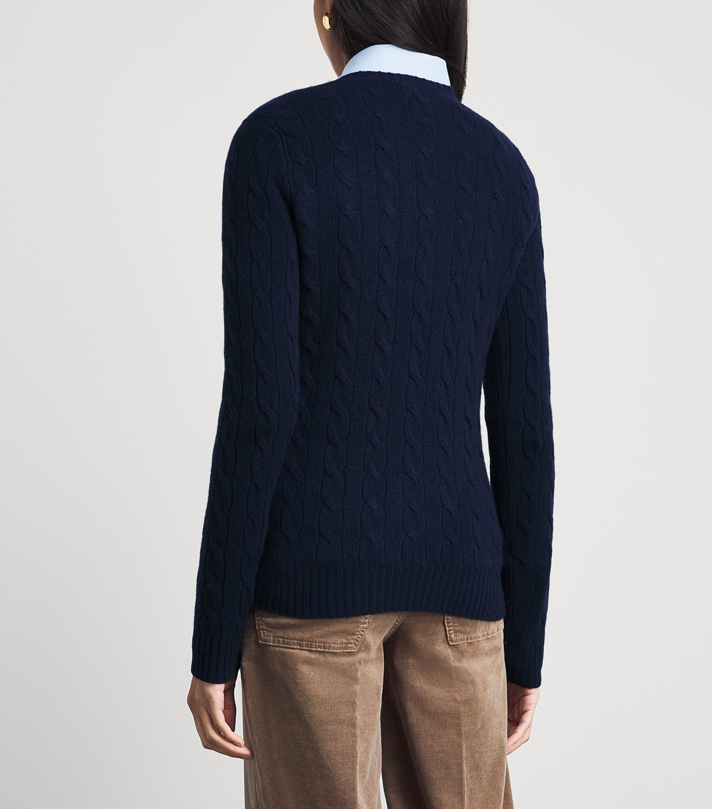Polo Ralph Lauren Navy Wool-Cashmere Cable-Knit Kimberly Sweater