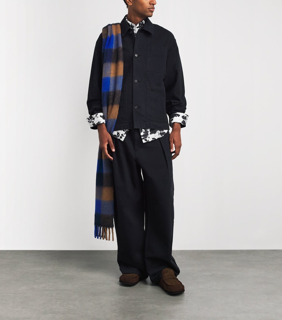 JW Anderson Mens Oversized Cotton Herringbone Shirt Black Image 2