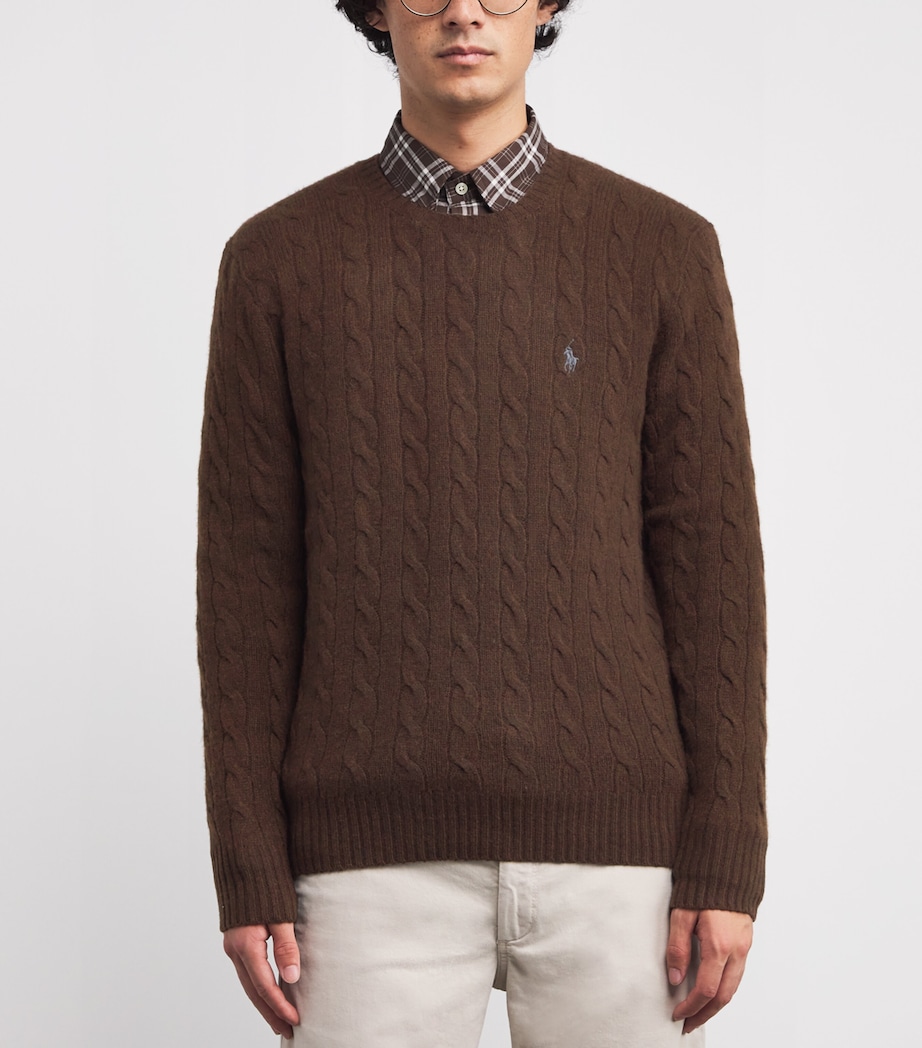 Wool-Cashmere Cable-Knit Sweater BROWN Image 3