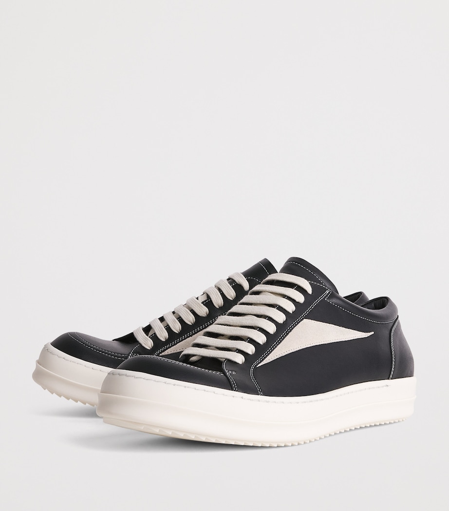 Rick Owens Leather Vintage Sneakers Black/milk Image 3