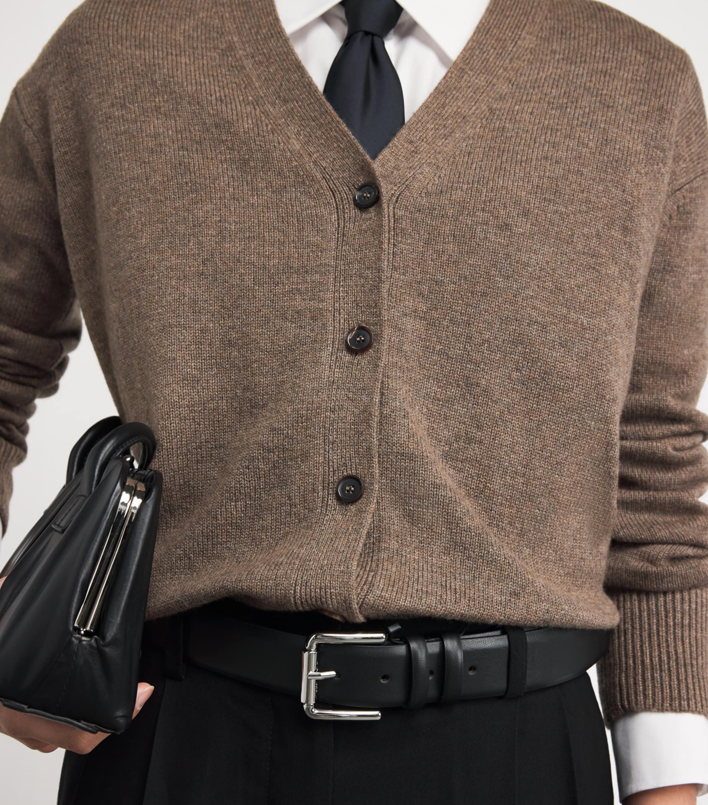 Wool-Cashmere V-Neck Cardigan HAZELNUT BROWN Image 6
