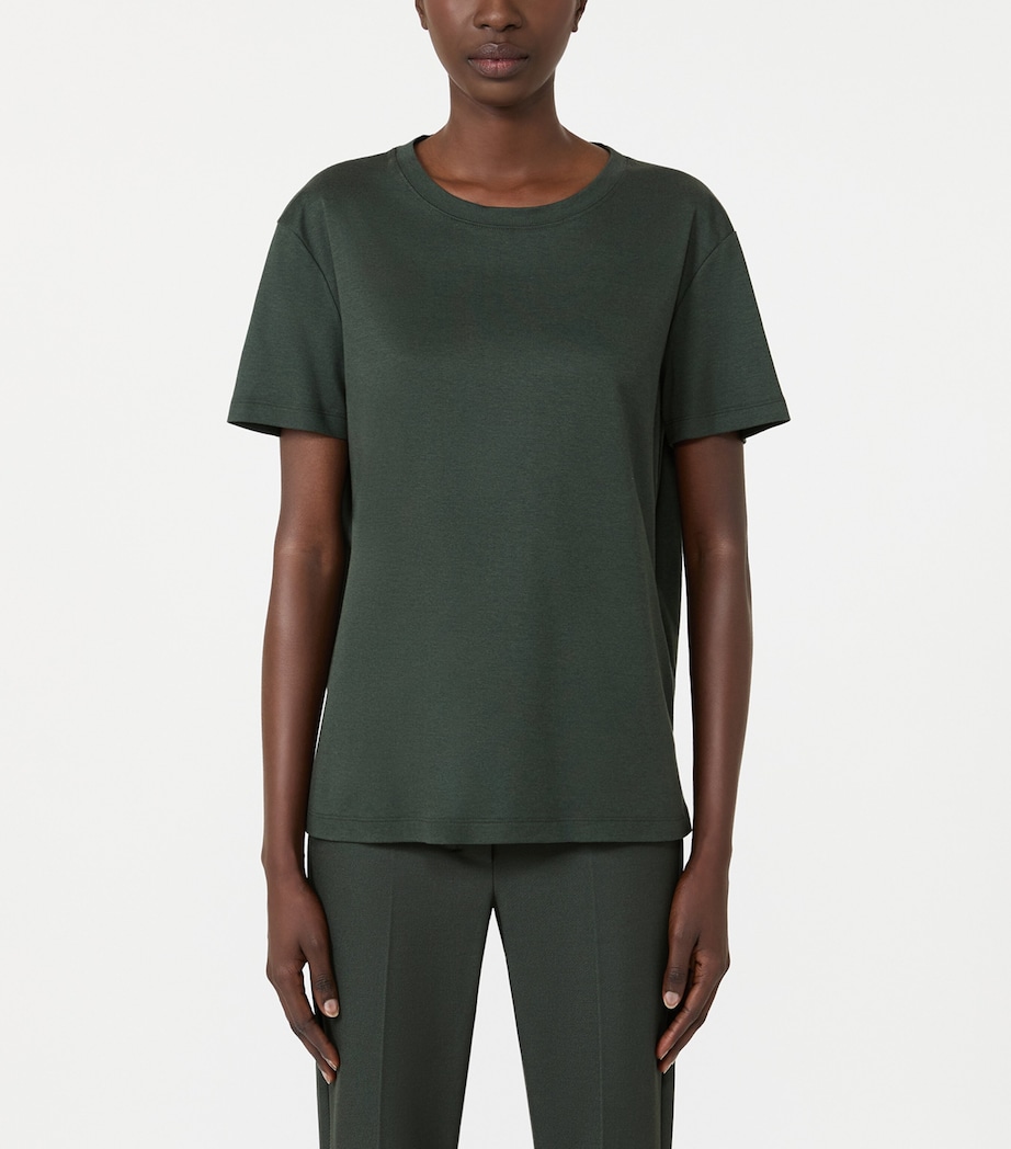 Max Mara Womens Stretch-Cotton T-Shirt Dark Green Image 3