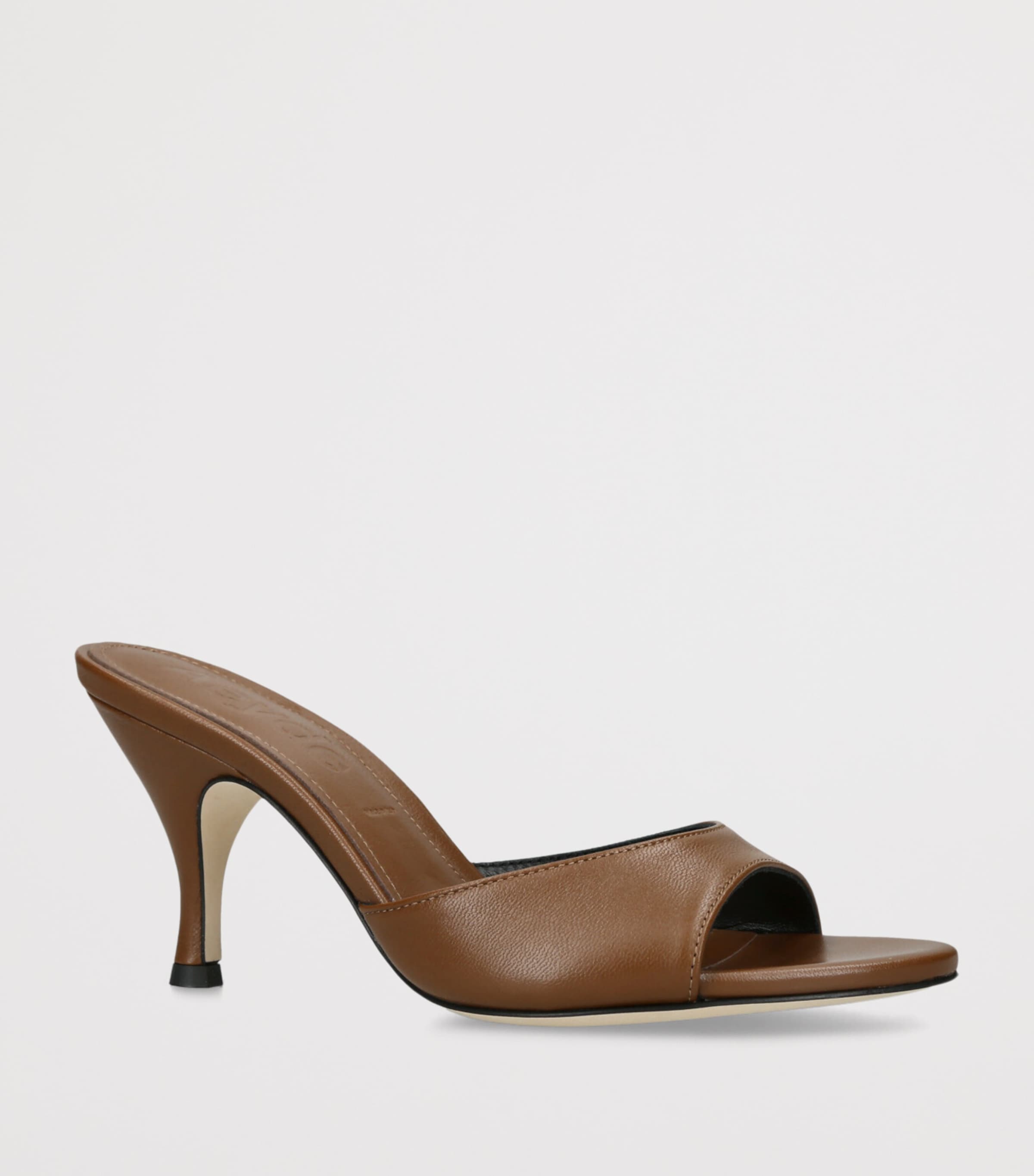 aeyde Leather Samia Heeled Mules 75 Mid Brown Image 3