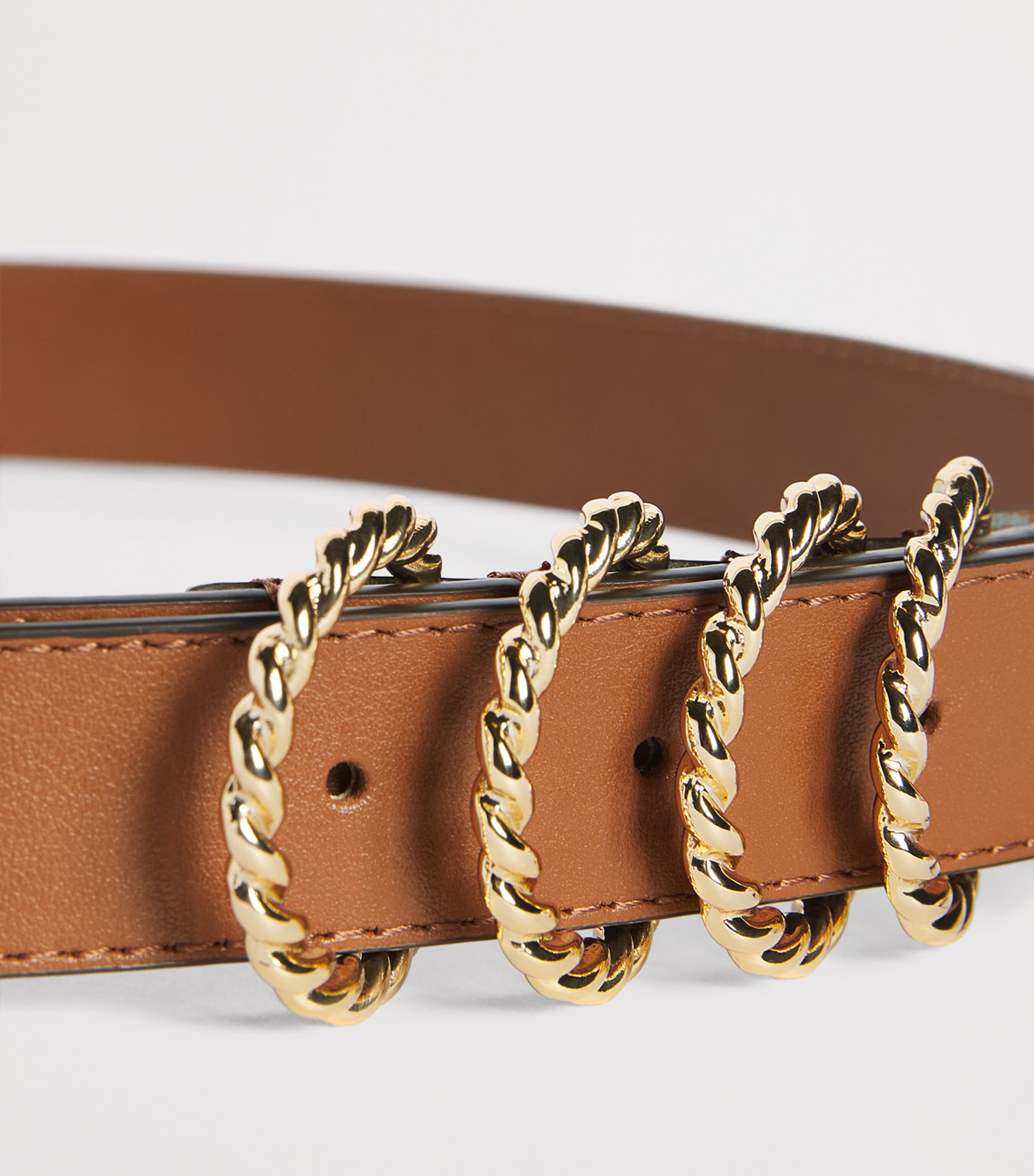 Claudie Pierlot Calfskin Ring-Detail Belt Camel Image 4
