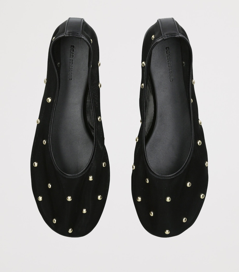 Mesh Stud-Detail Balla Ballet Flats BLACK Image 4