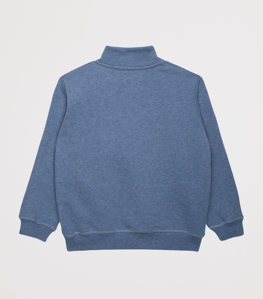Trotters Cotton Charles Half-Zip Sweatshirt (6-11 Years) Denim Blue Image 2