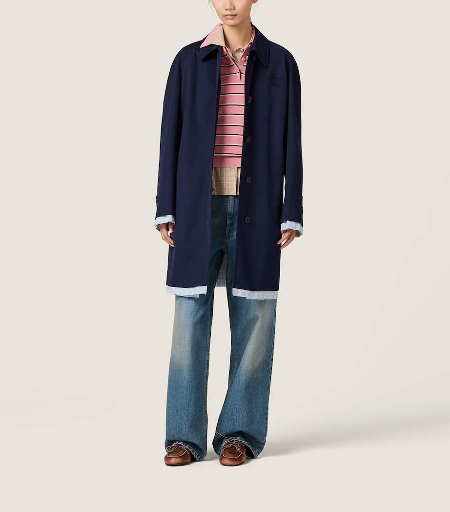 Miu Miu Womens Cotton Poplin Coat Blue Image 2
