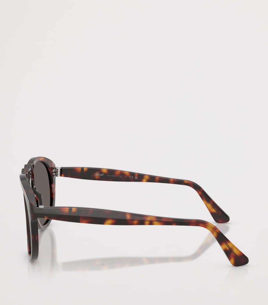 Persol Tortoiseshell PO0649NE Total Black Arrow Pilot Sunglasses Brown Image 3
