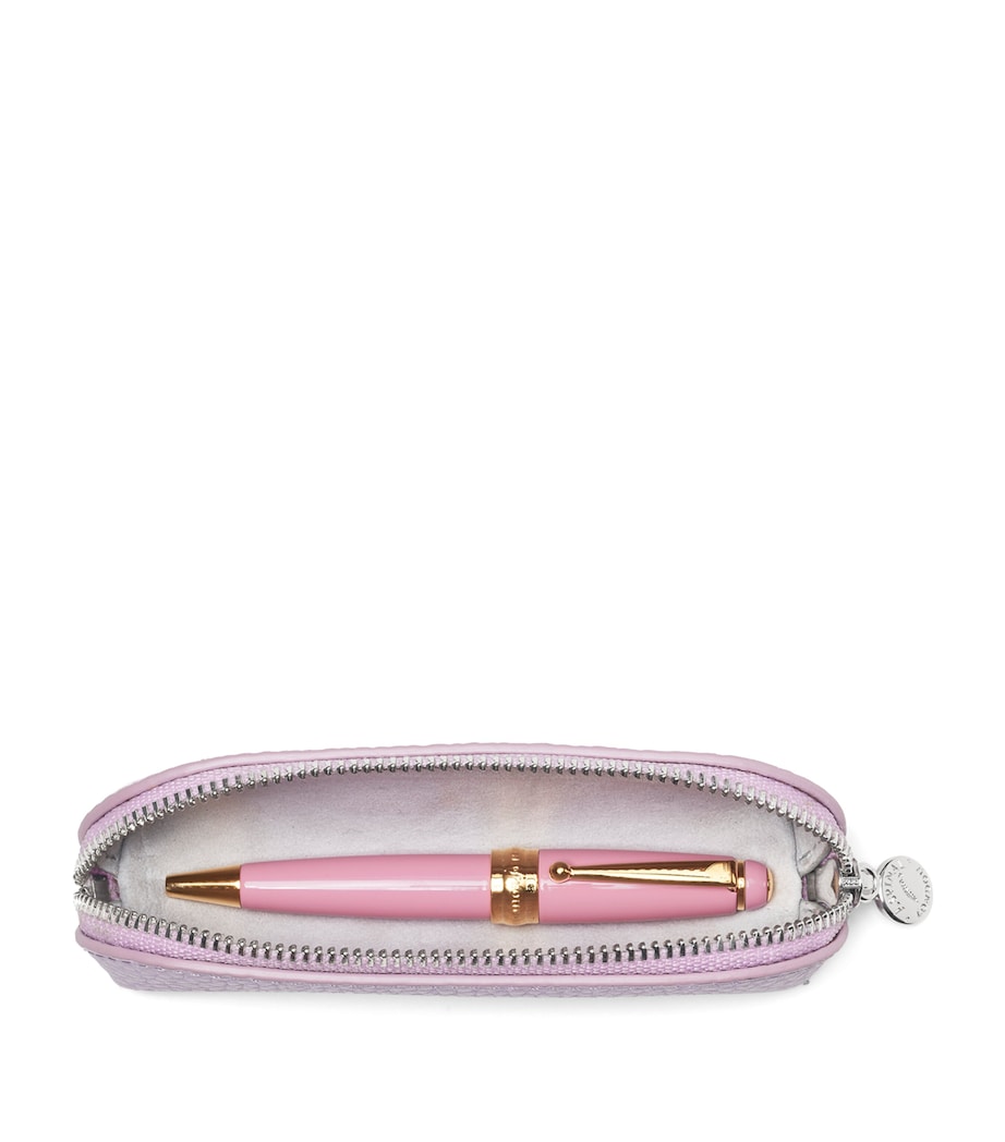 Croc-Embossed Leather Baby Pen Case LILAC Image 2