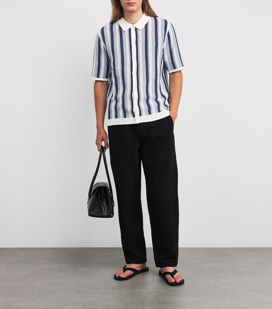 Crochet Stripe Shirt BLUE / ECRU Image 2