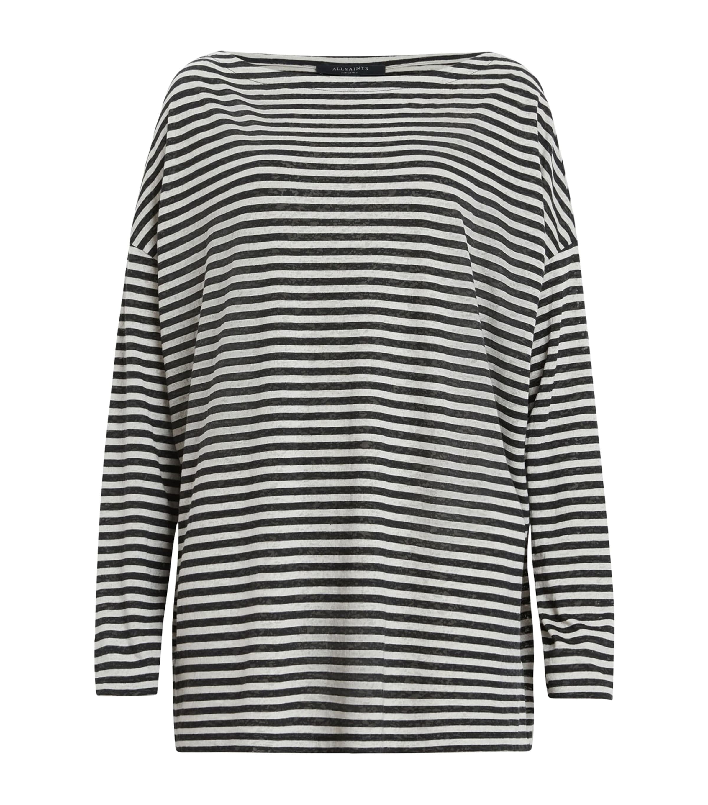 AllSaints Womens Striped Rita T-Shirt Chalk/ink Image 1