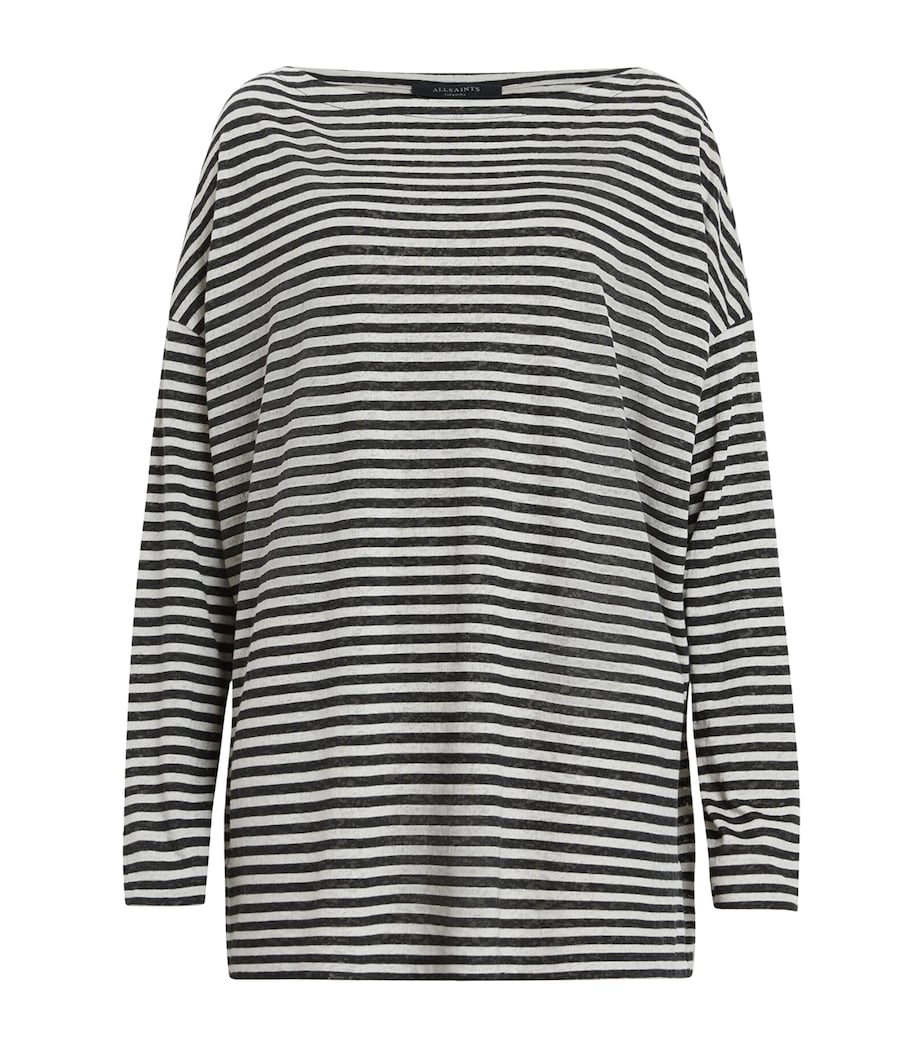 AllSaints Womens Striped Rita T-Shirt Chalk/ink Image 1