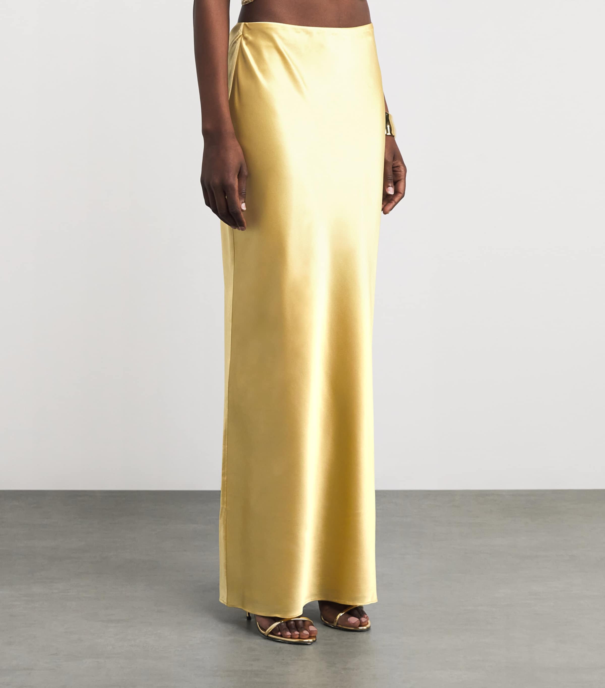 Satin Chantel Maxi Skirt LIGHT GOLD Image 3