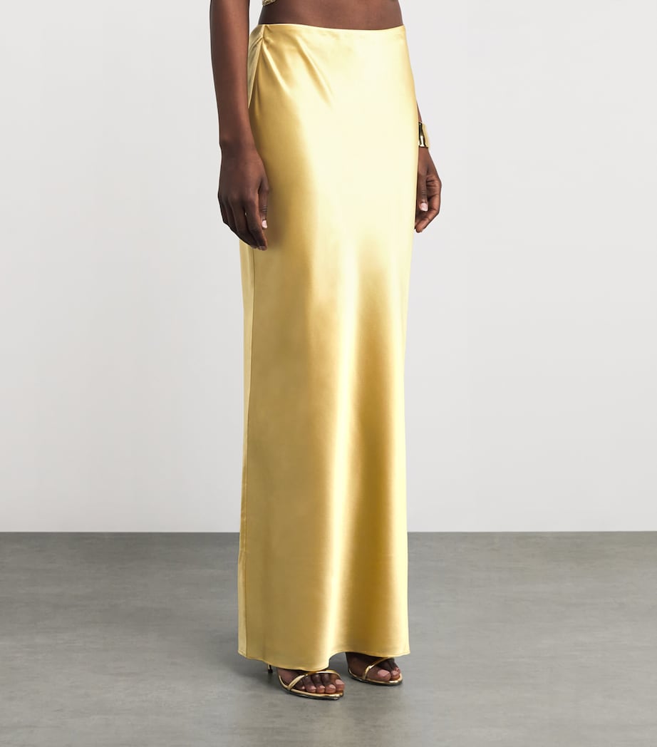Satin Chantel Maxi Skirt LIGHT GOLD Image 3