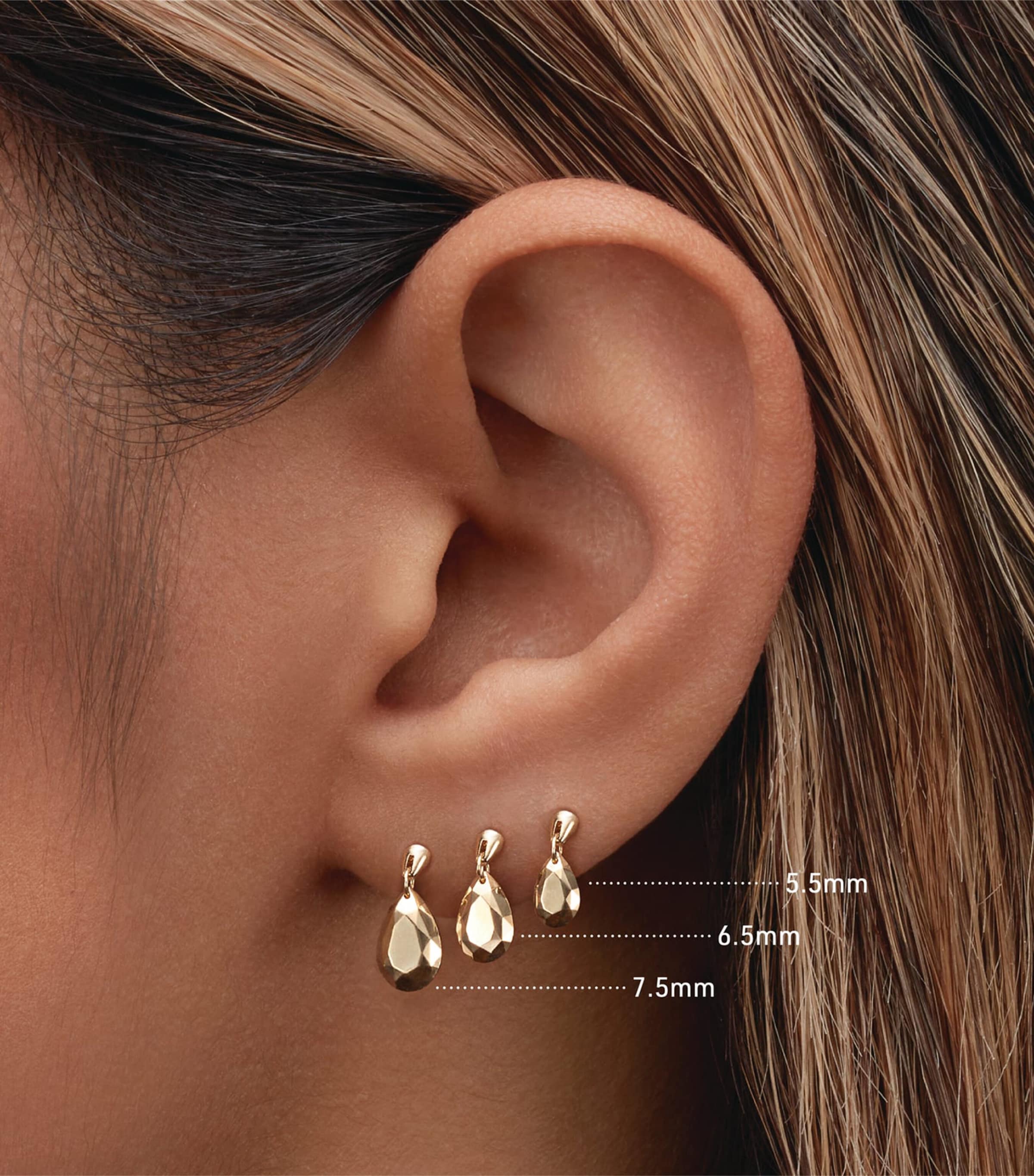 Faceted Pear Threaded Charm Earring (6.5mm) ROSE GOLD Image 2