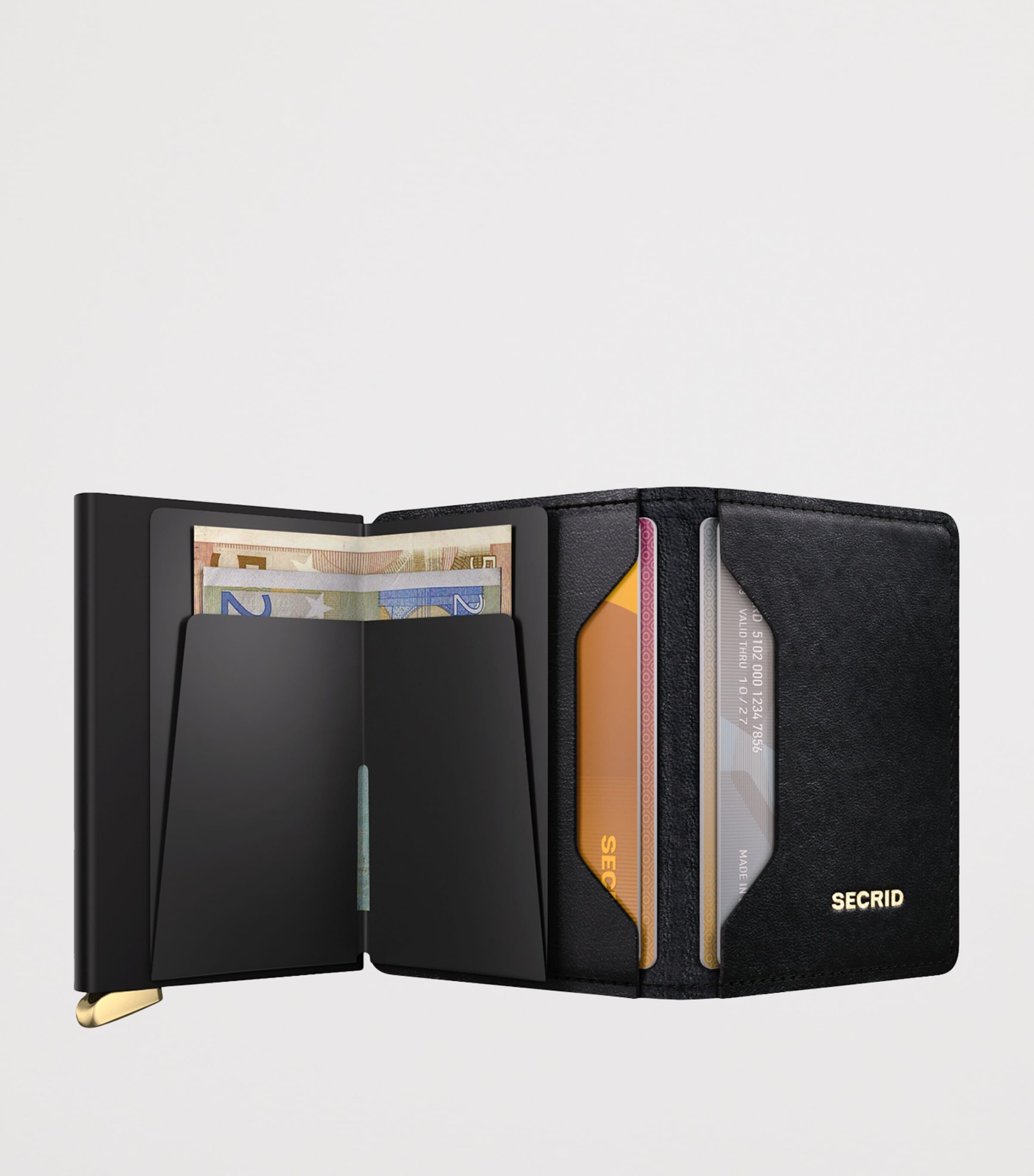 Leather Diamond-Embossed Slimwallet BLACK Image 4