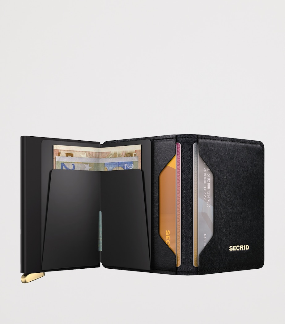 Leather Diamond-Embossed Slimwallet BLACK Image 4