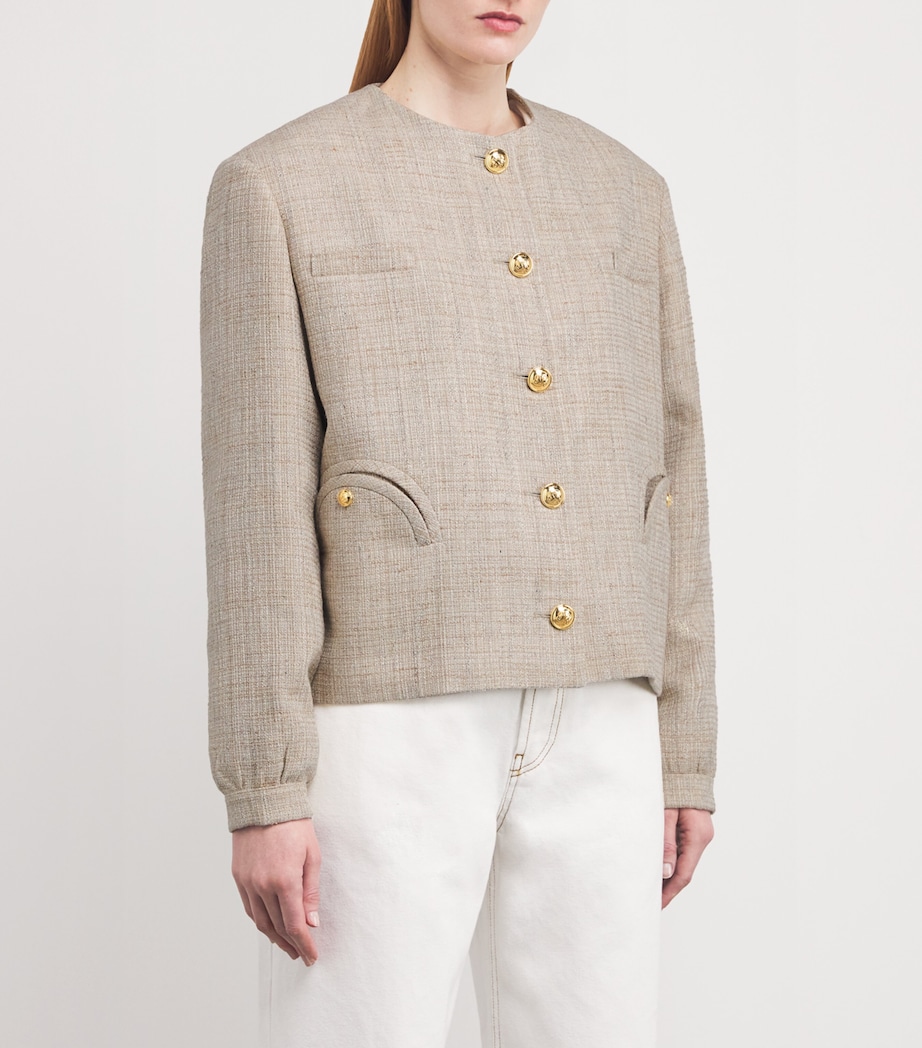 Blazé Milano Womens Cotton-Blend Tweed Gliss Bolero Jacket Sand Image 3