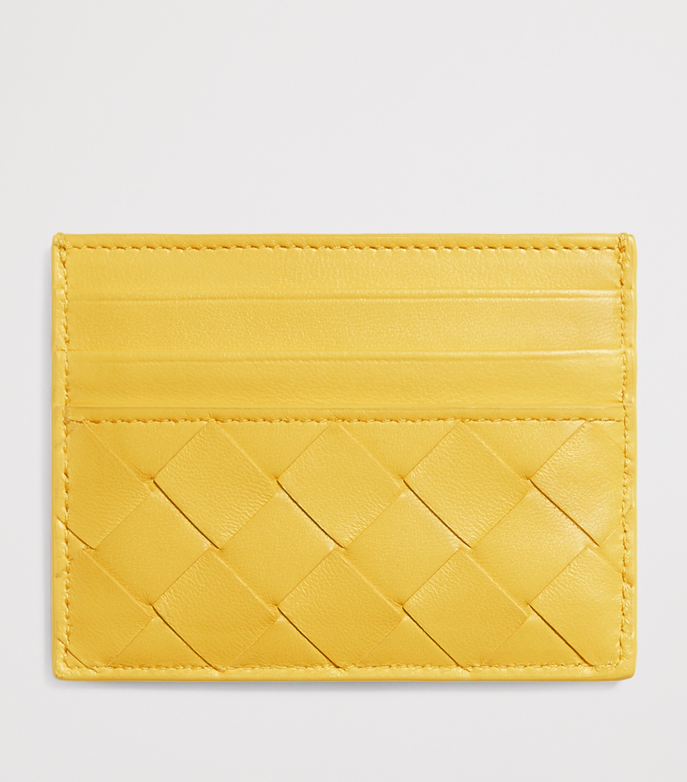 BOTTEGA VENETAイントレチャート　マネークリップ　イエロー Bottega Veneta Yellow Leather Intrecciato Card Holder | Harrods US
