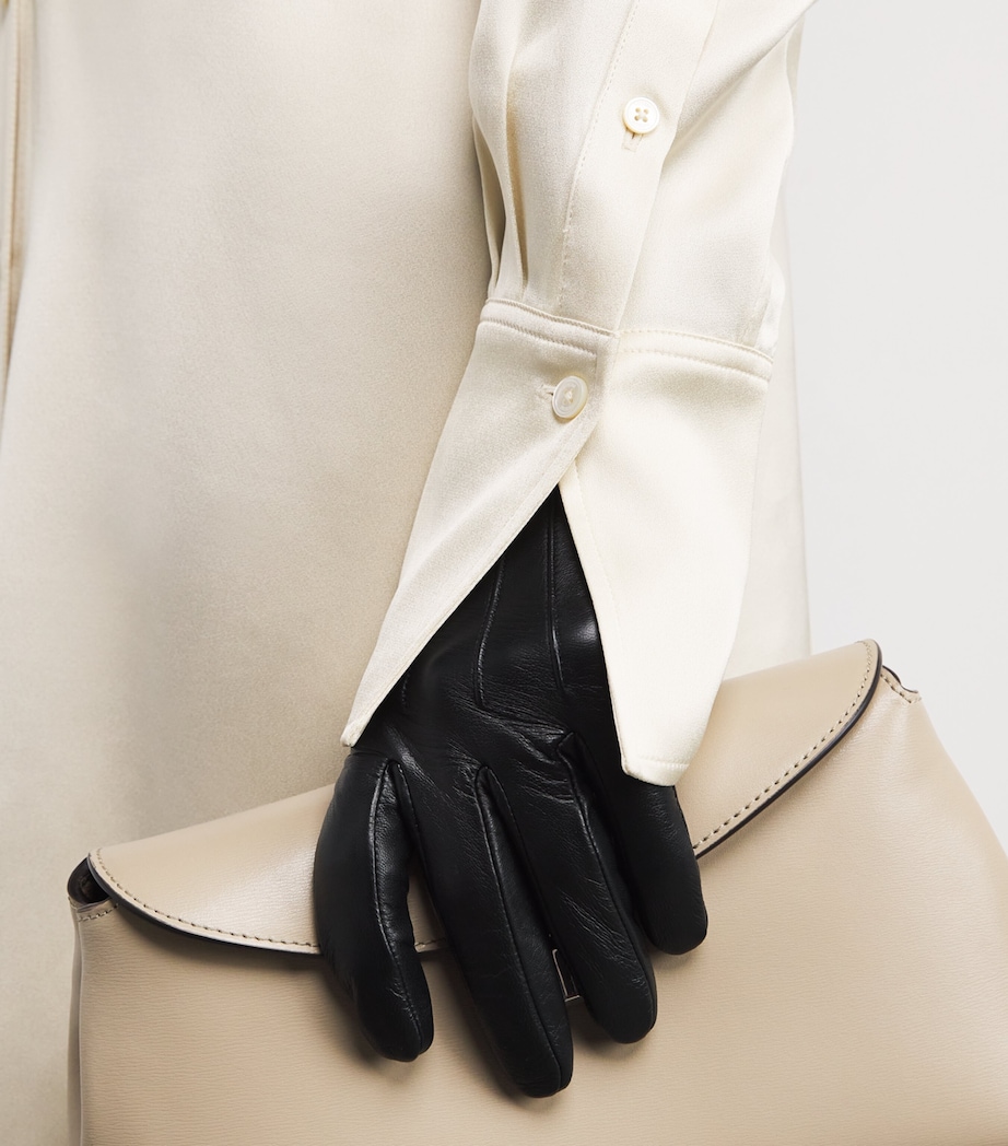 Satin Slouch-Waist Shirt Dress 007 SNOW Image 6