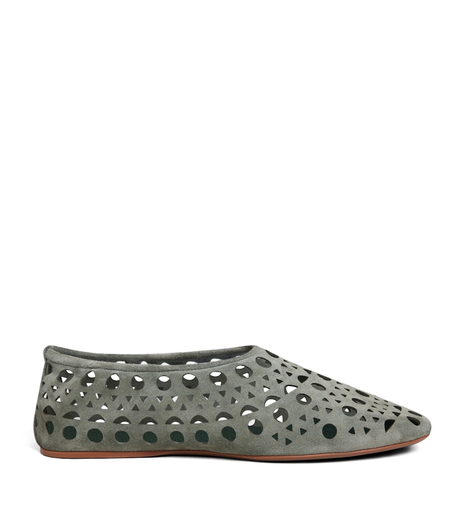 Alaïa Suede Vienne Ballet Flats Kaki Image 1