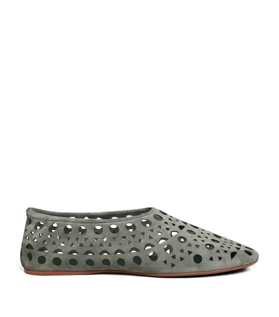 Alaïa Suede Vienne Ballet Flats Kaki