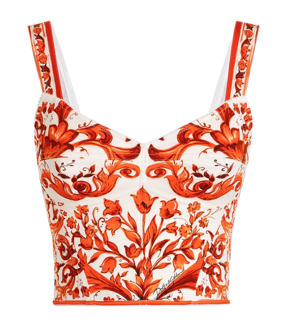 Dolce&Gabbana Womens Silk-Blend Crop Top Combined Colou Image 1