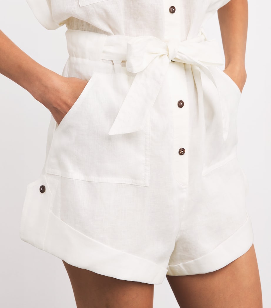 Linen Cuffed Rhiannon Playsuit IVO/IVORY Image 6