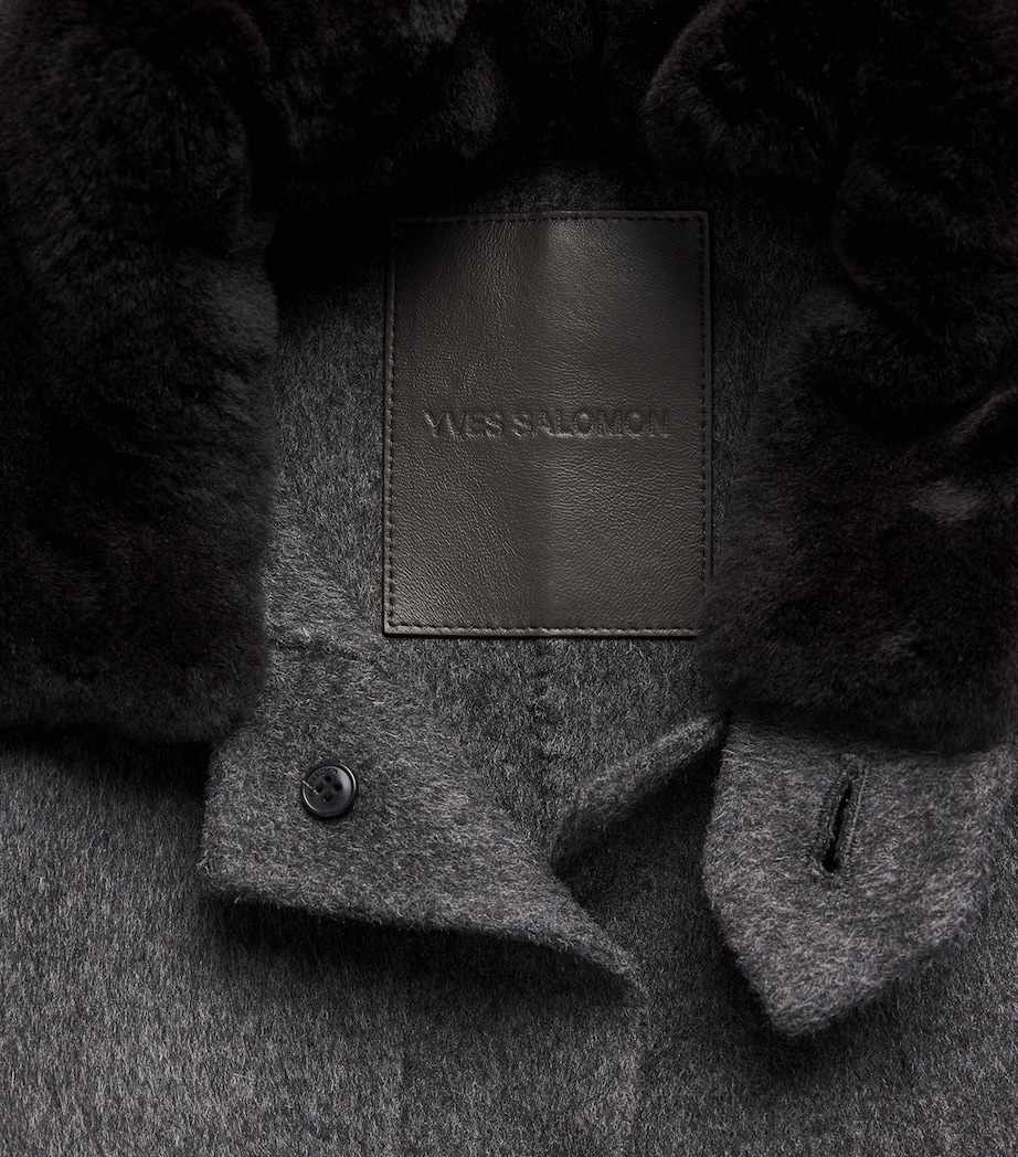 Wool-Cashmere Mink-Collar Overcoat A9124 GRIS CHINE Image 5