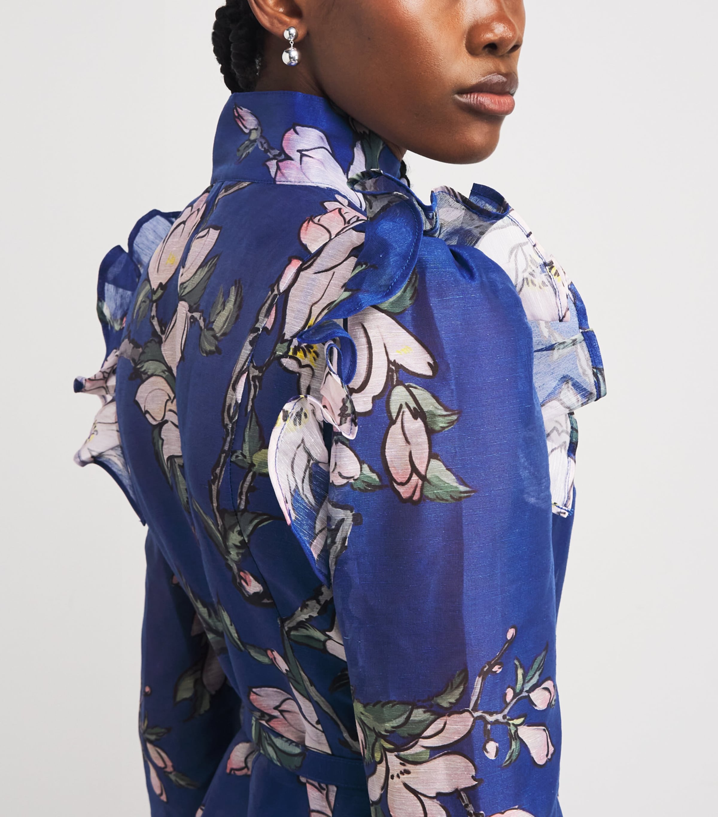 Linen-Blend Floral Katrina Midi Dress MDNGHT MAGNOLIA PRNT Image 4