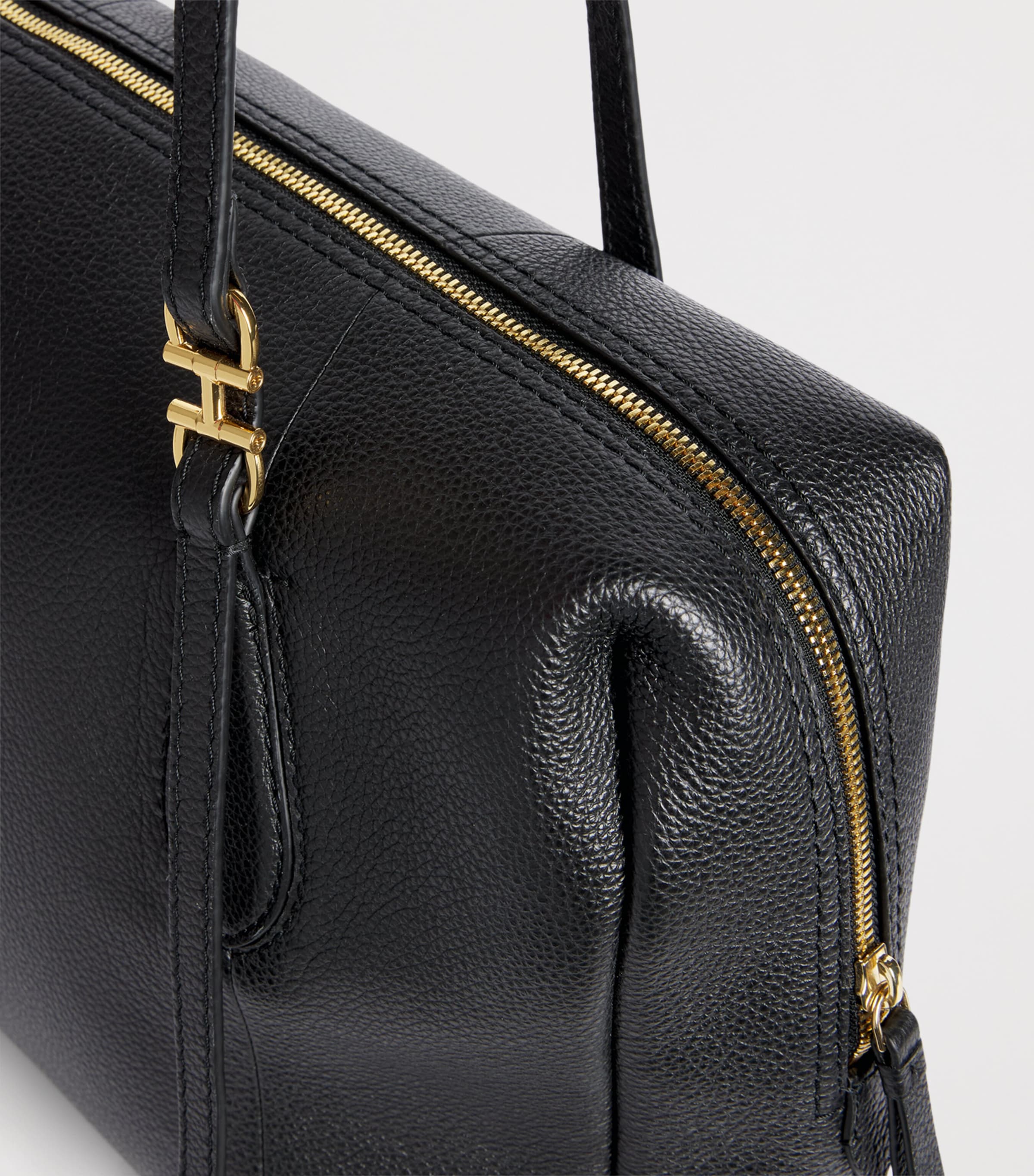 Harrods Medium Leather Wren Shoulder Bag Black Image 5