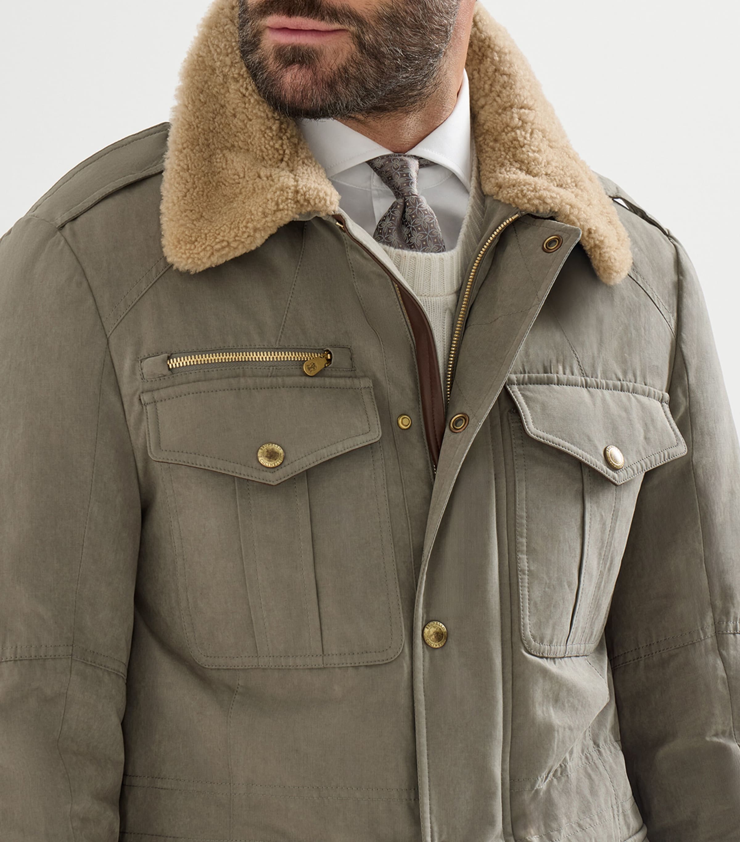 Brunello Cucinelli Mens Techno-Cotton Waxed Safari Jacket Image 6