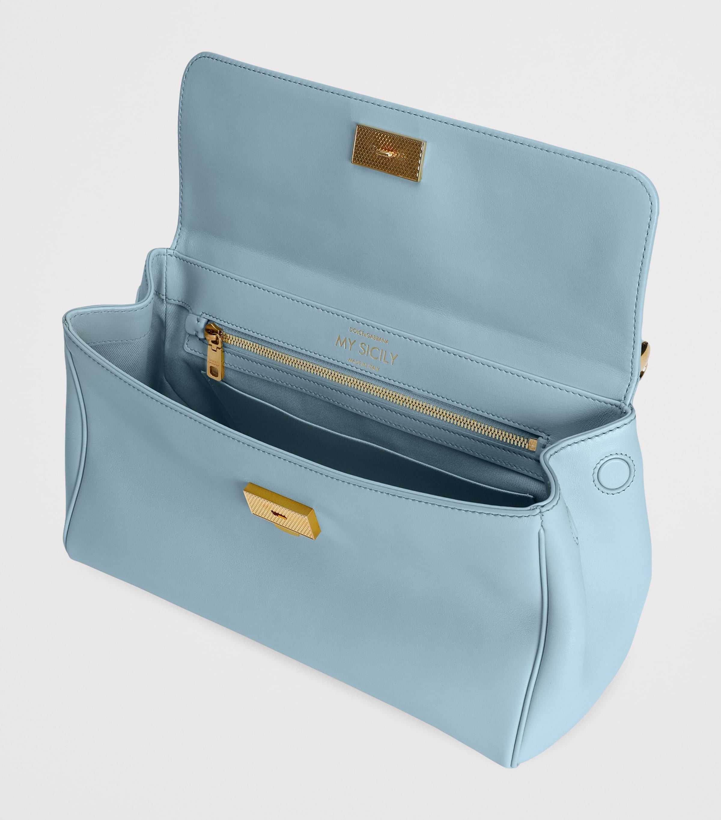 Plongé Calfskin My Sicily Top-Handle Bag 80628-LIGHT BLU Image 6