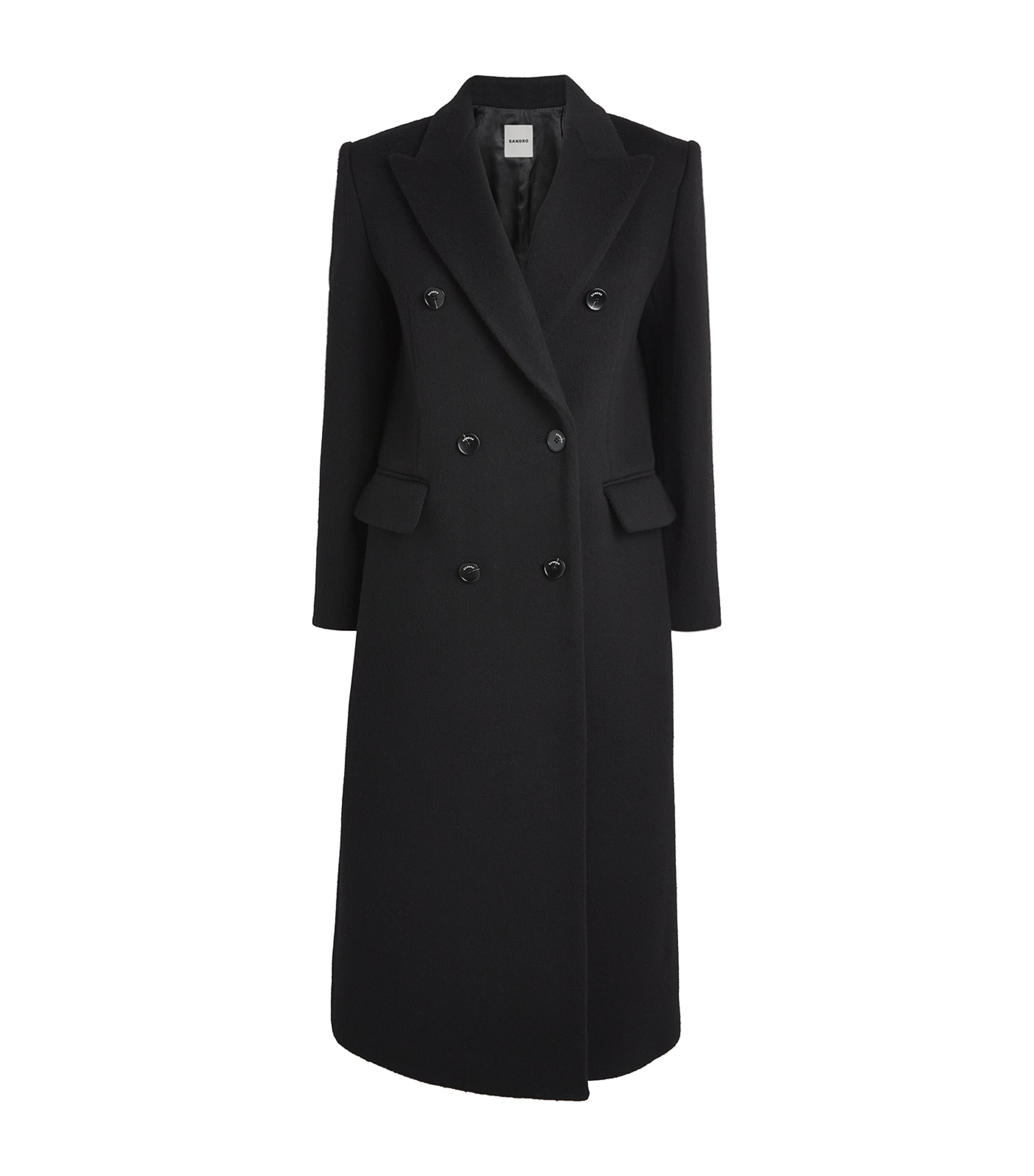 Wool Double-Breasted Overcoat BLACK Image 1