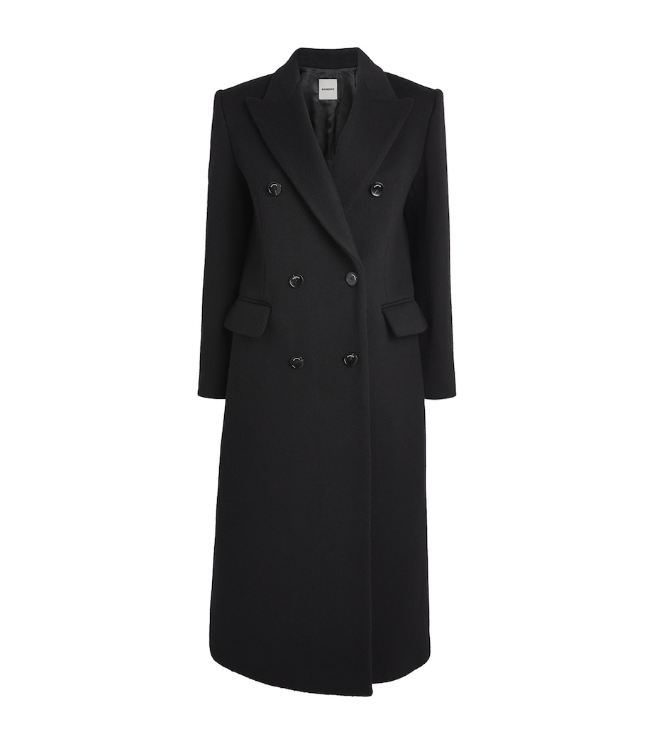 Wool Double-Breasted Overcoat BLACK Image 1