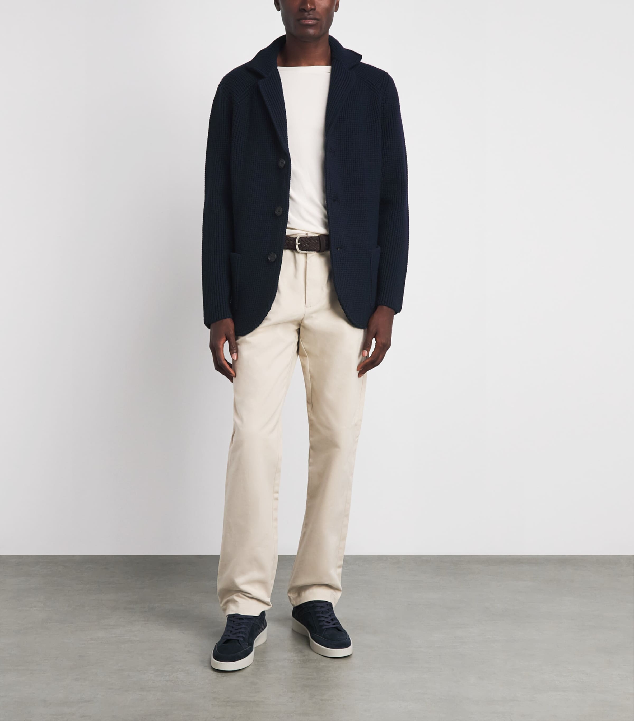Maurizio Baldassari Mens Virgin Wool Brenta Shacket Full Dark Blue Image 2