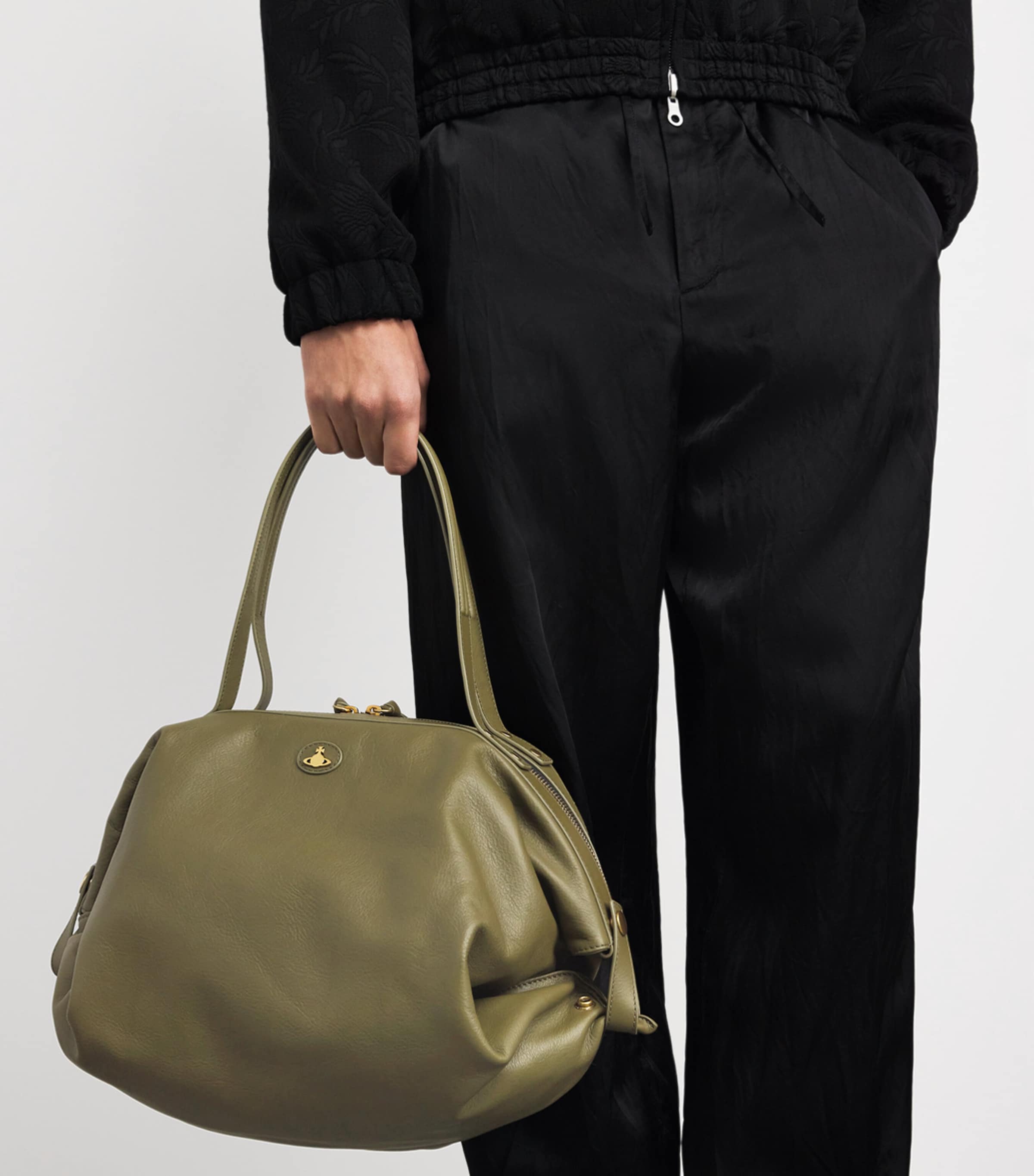 Large Leather Mara Holdall M409 KHAKI Image 4