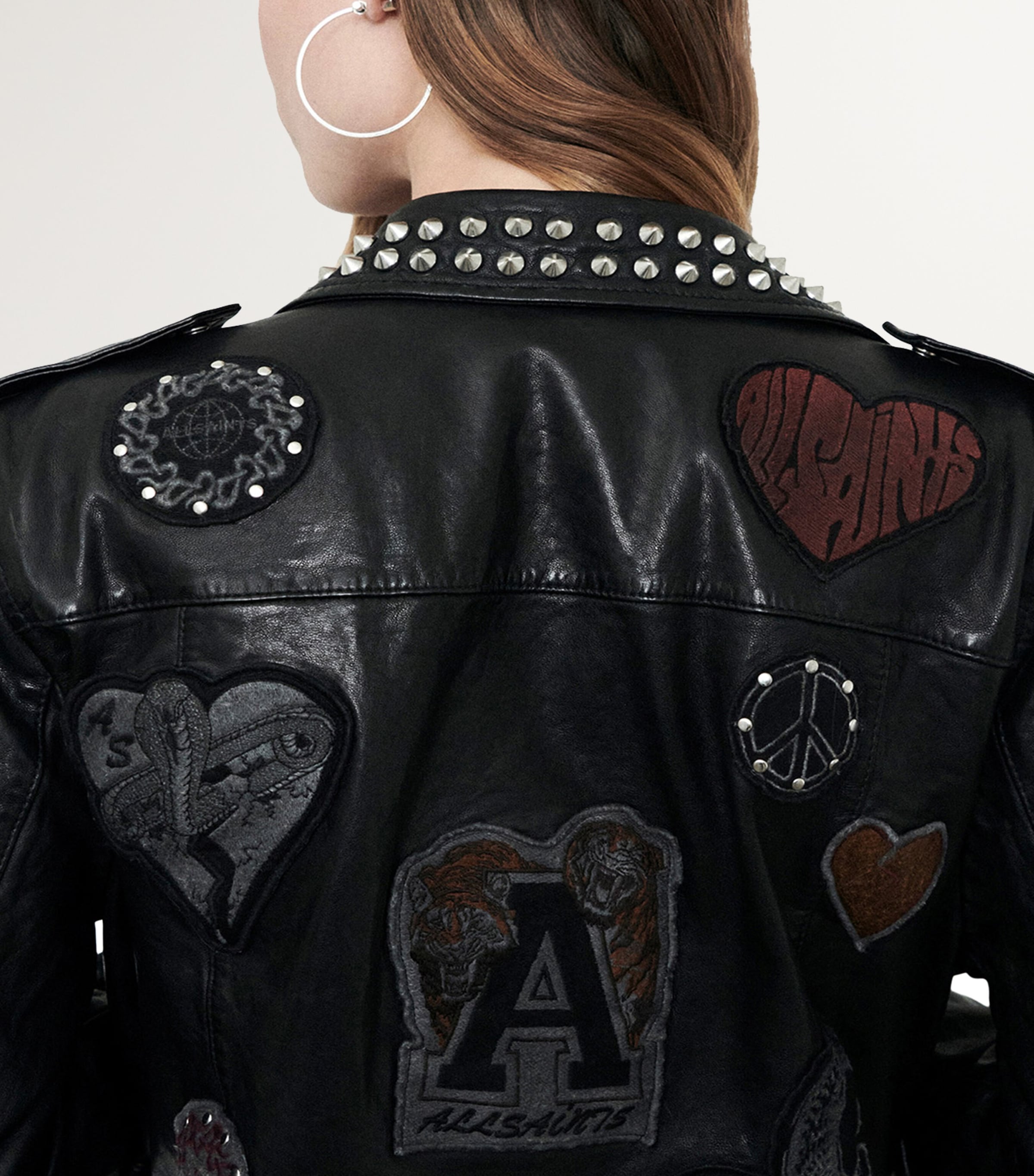 AllSaints Leather College Biker Jacket | Harrods US AllSaints Leather College Biker Jacket | Harrods US