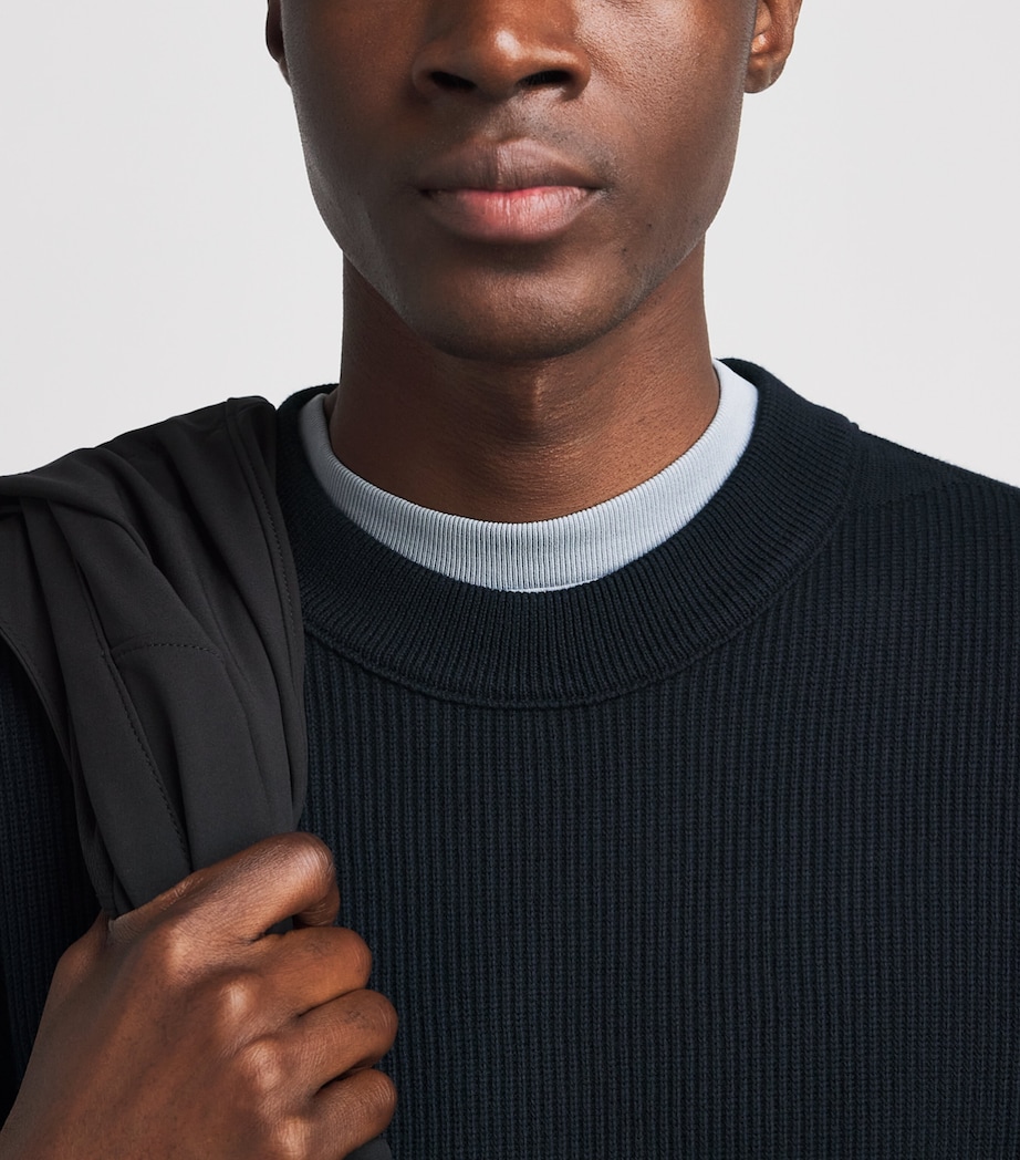 Stone Island Mens Ribbed Compass Patch Sweatshirt Image 3
