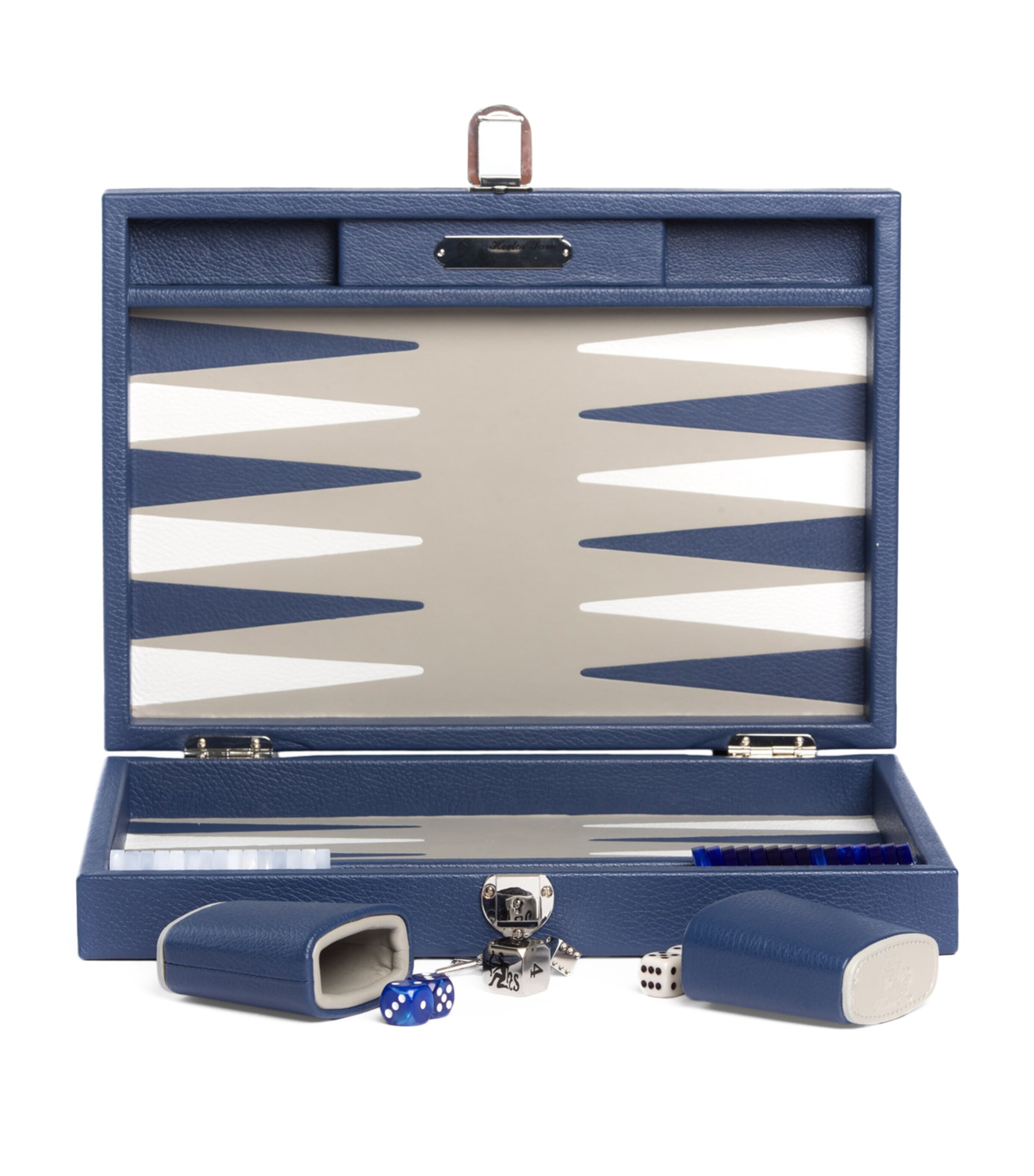 Leather Backgammon Set FRENCH BLUE Image 2