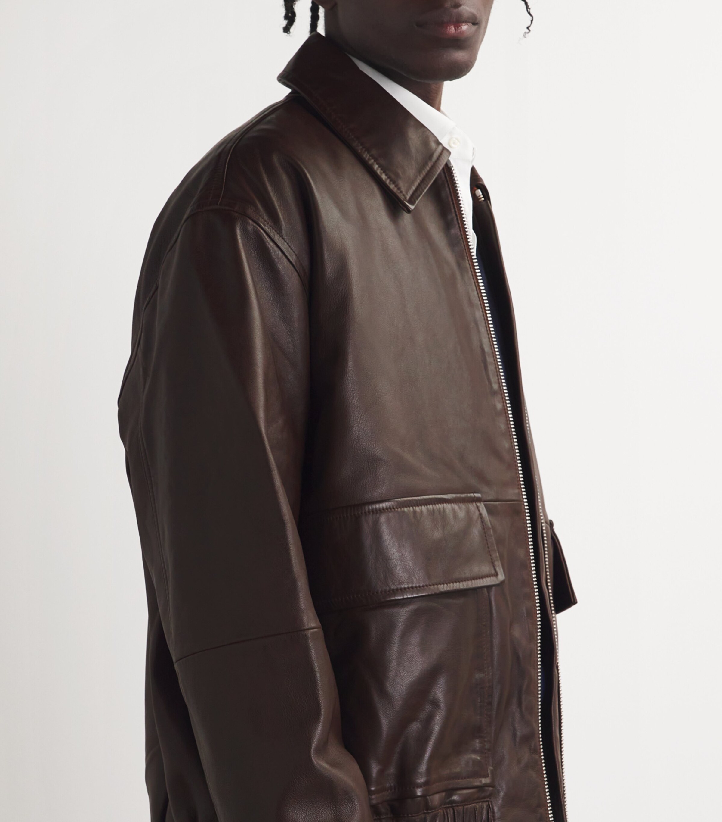 Studio Nicholson Brown Leather Bomber Jacket | Harrods US