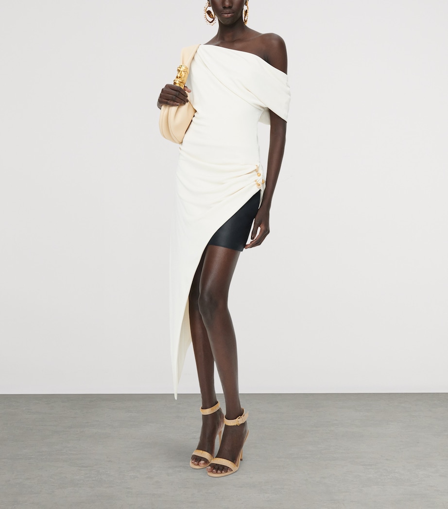 Schiaparelli Womens Asymmetric Piercings Mini Dress Ecru Image 2