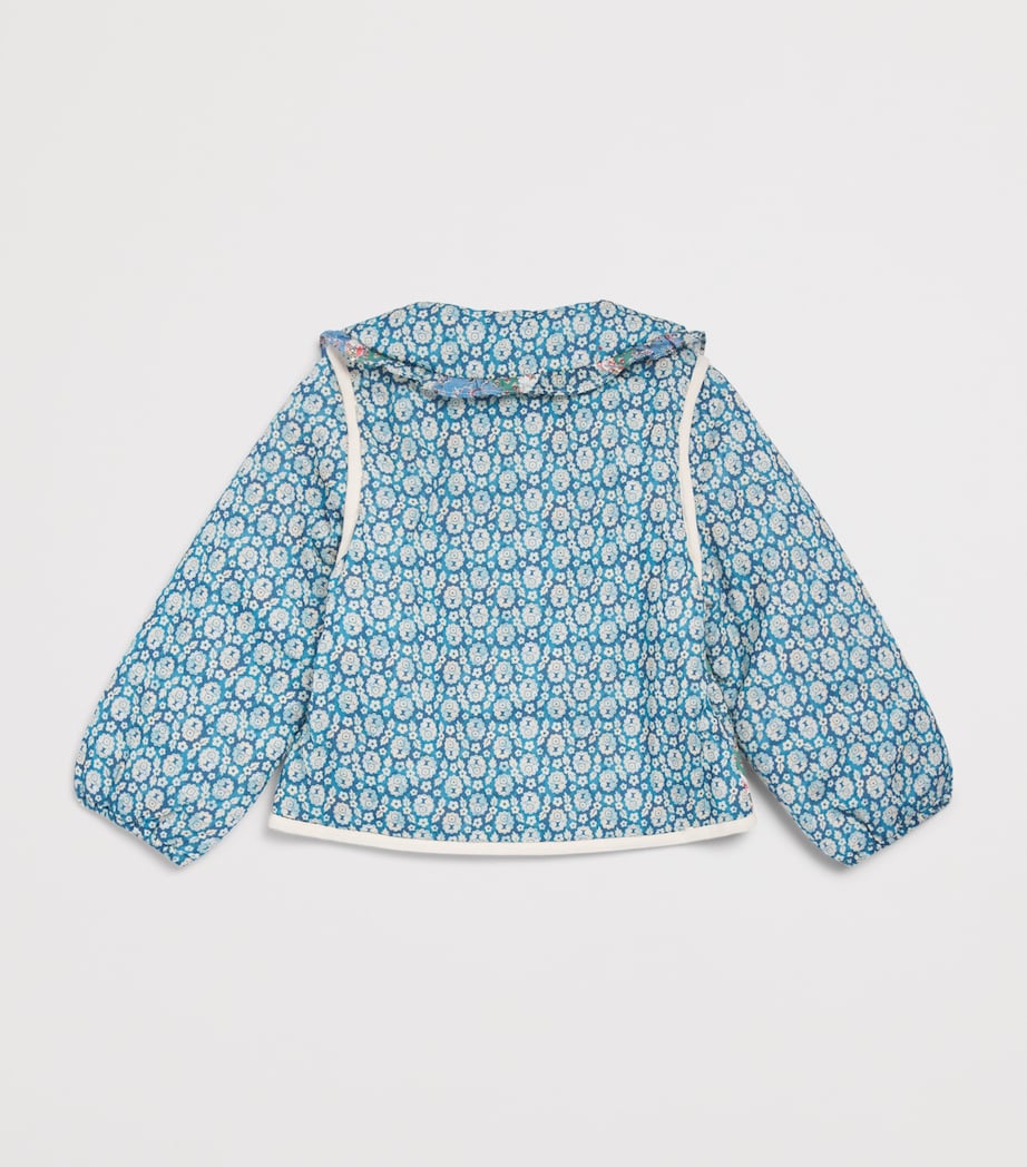 Louise Misha Cotton Quilted Agara Jacket (4-12 Years) Nvy Snwf Flwr Pwork Image 2