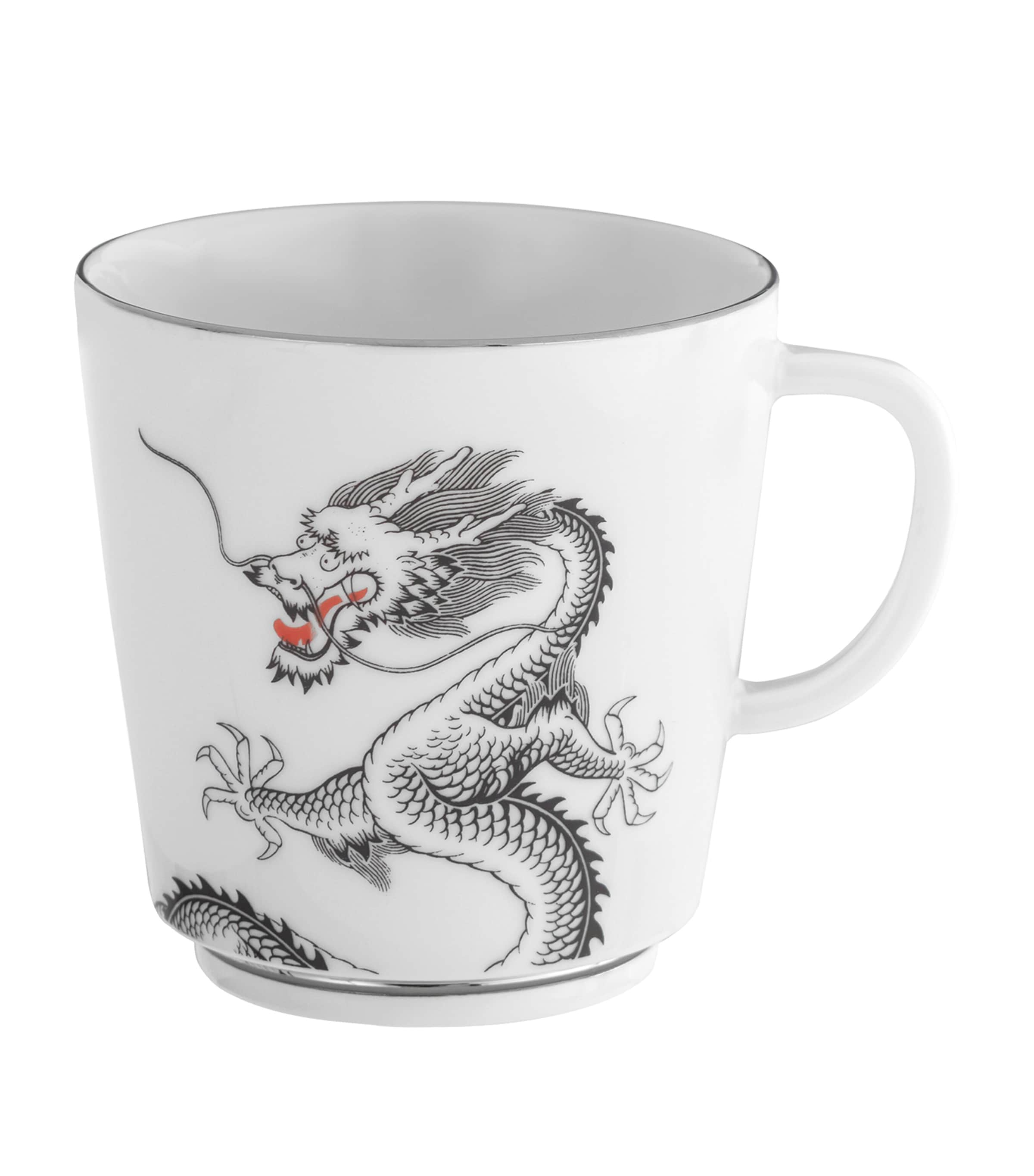 Meissen Porcelain-platinum Lucky Dragon Mug In Metallic