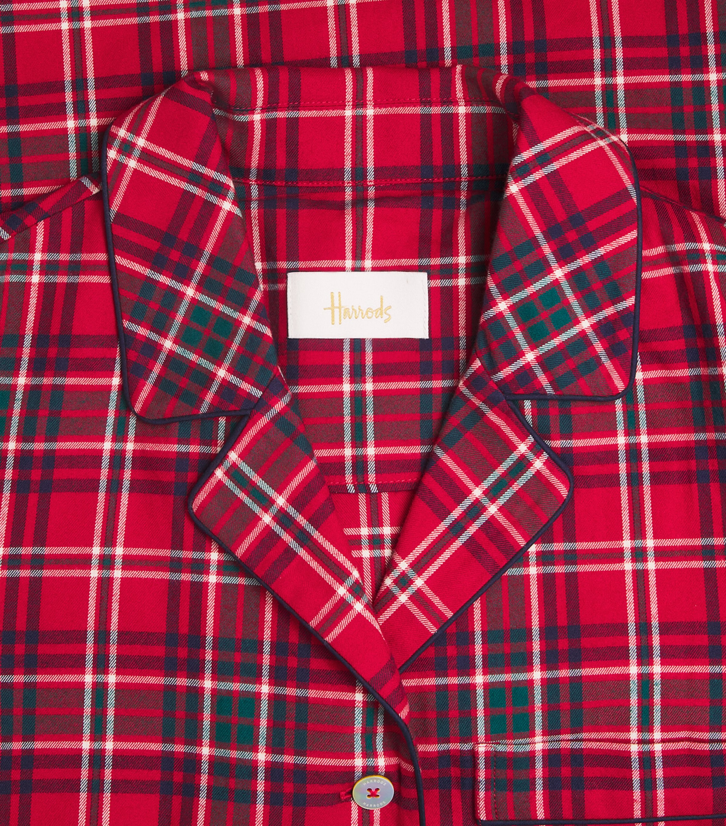 Harrods Womens Cotton Tartan Pyjama Set Red Image 6