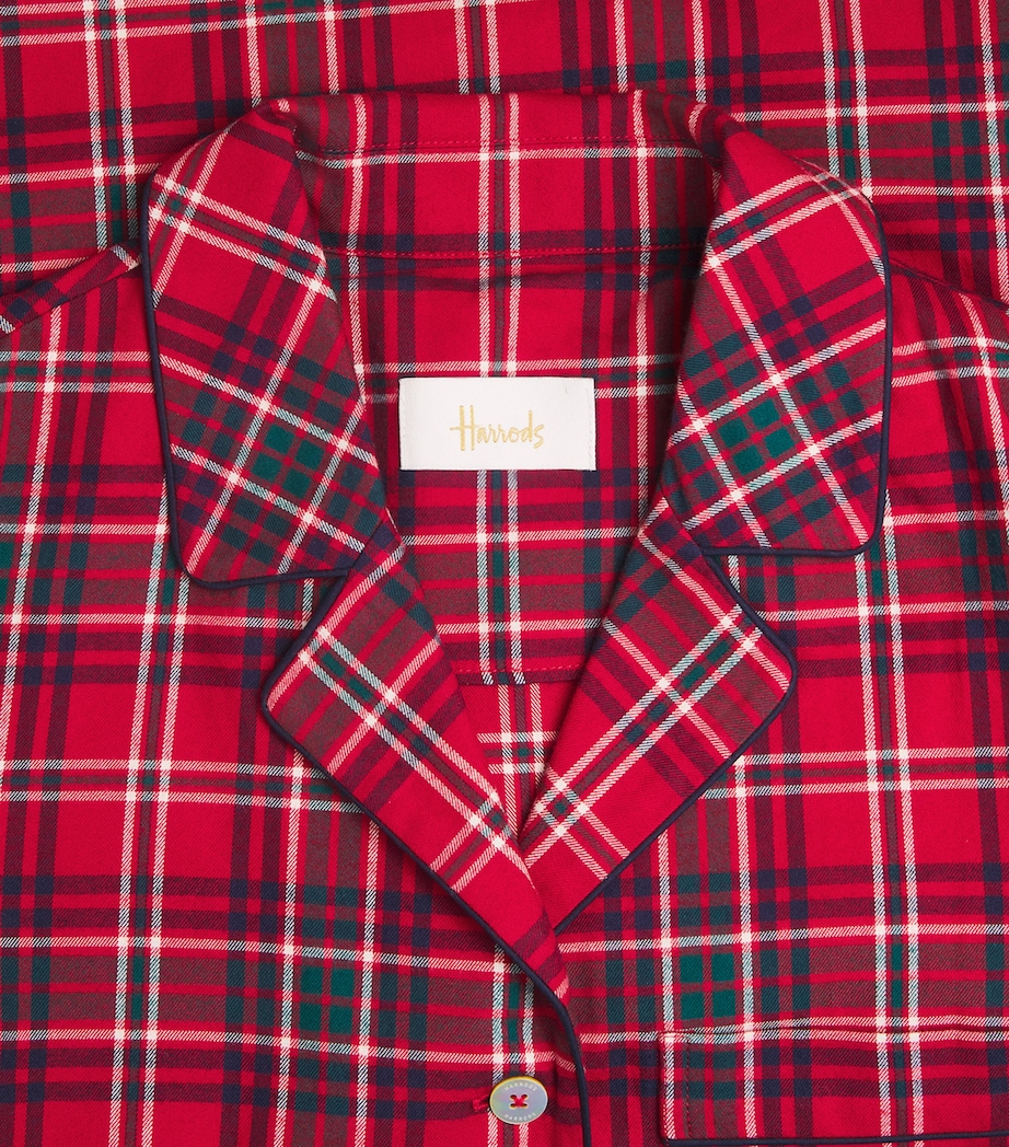 Harrods Womens Cotton Tartan Pyjama Set Red Image 6